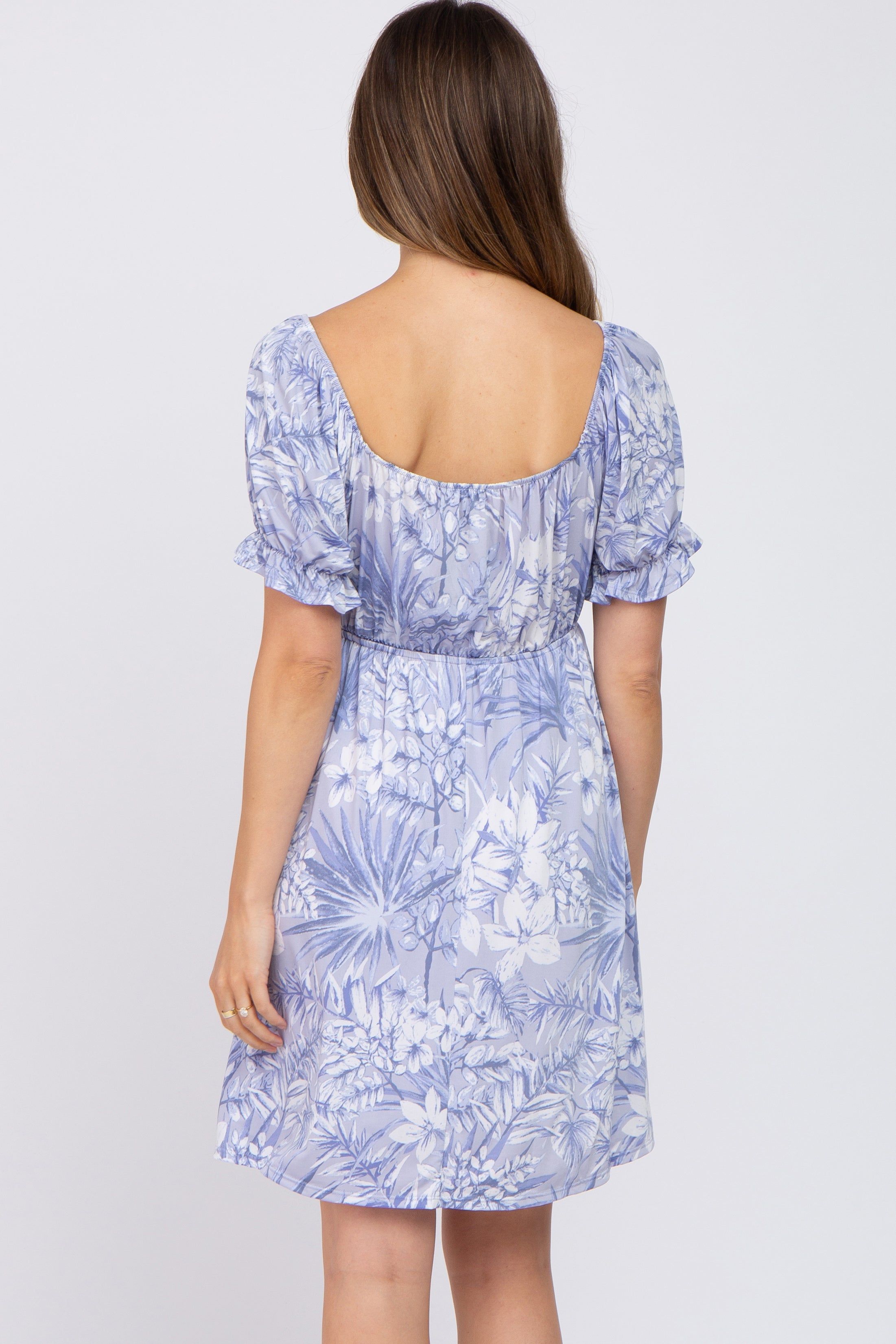 Lavender Floral Short Sleeve Maternity Dress sold by Pinkblush product image thumbnail 4