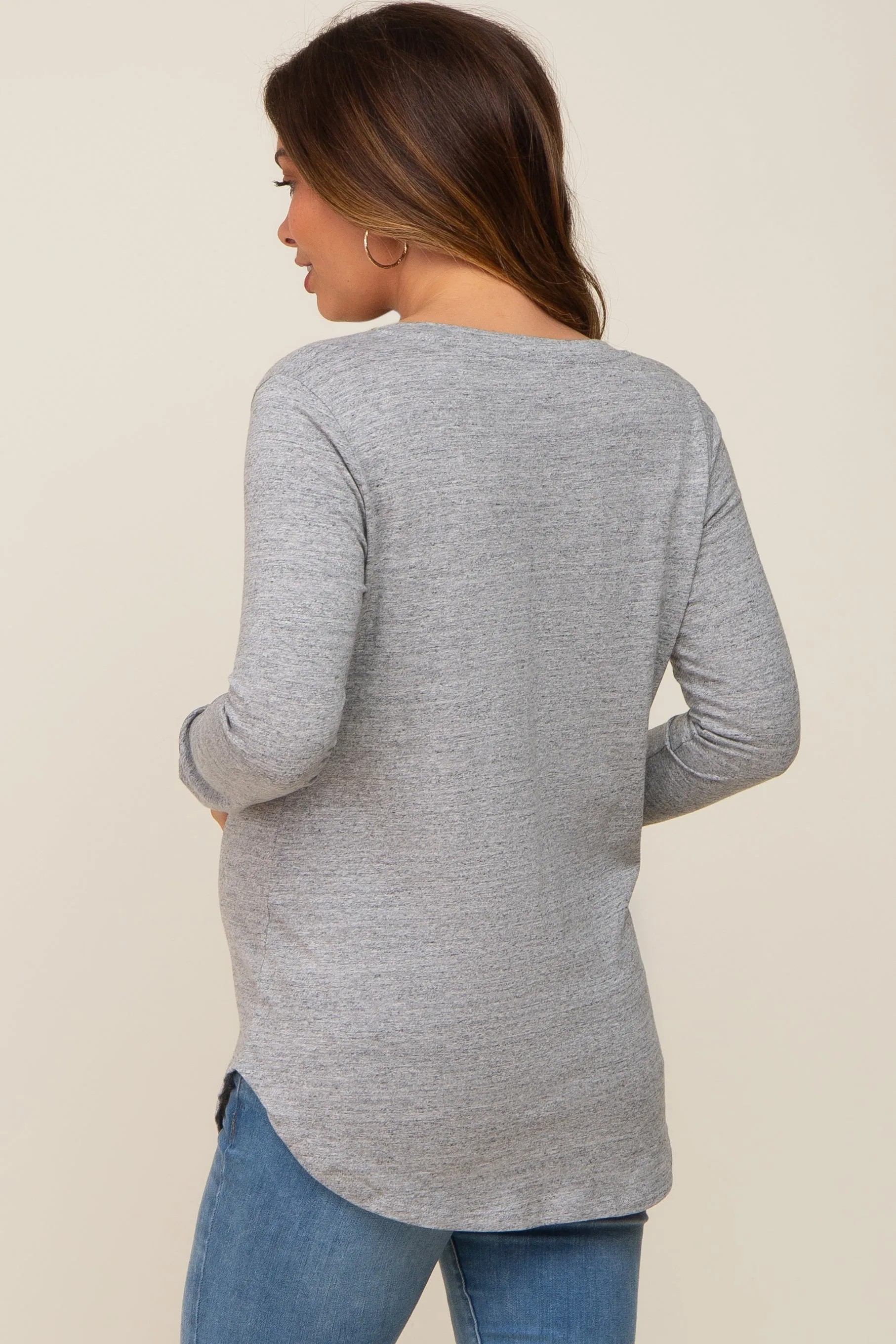 Heather Grey Long Sleeve Maternity Top sold by Pinkblush product image thumbnail 3