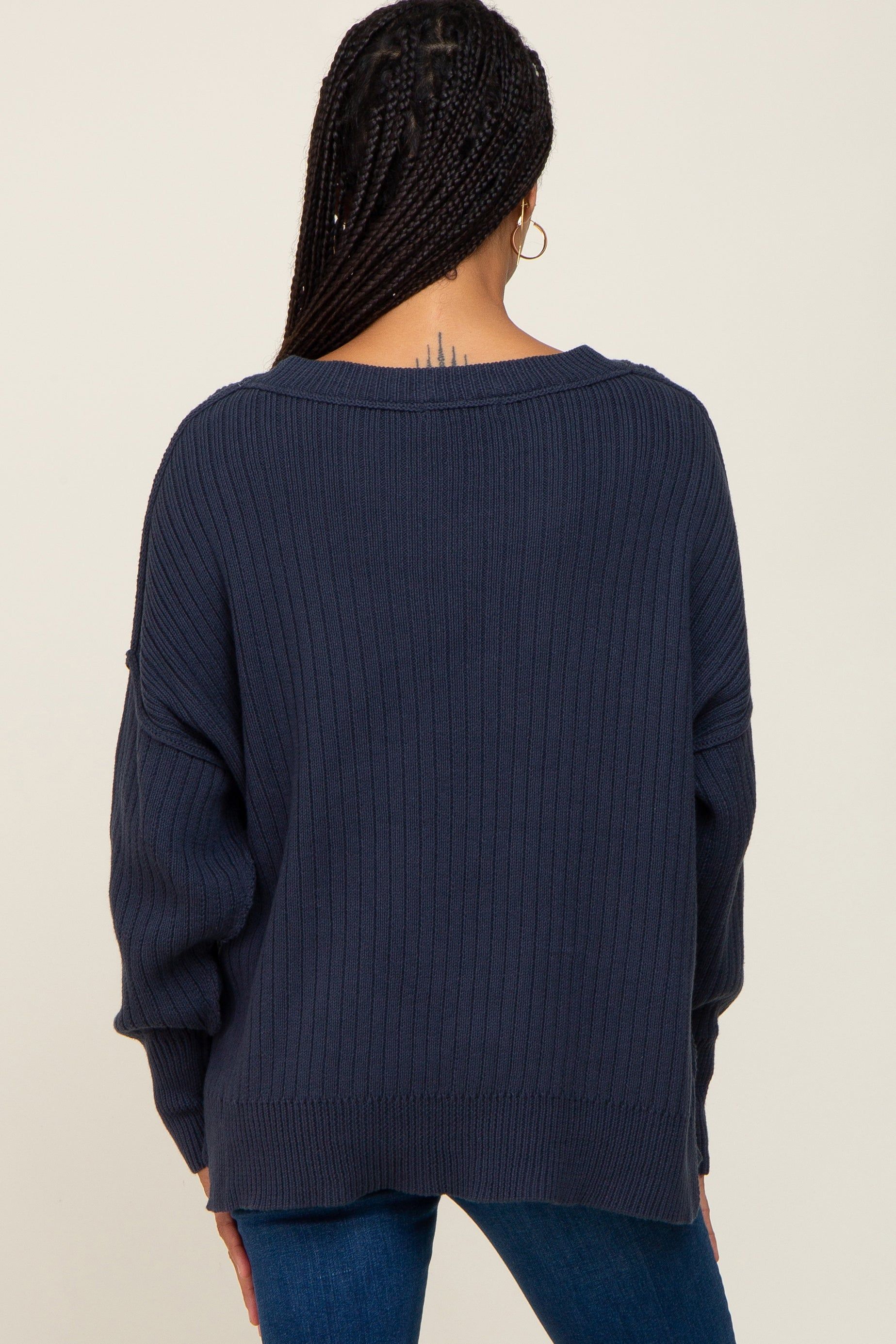 Navy Blue Ribbed Sweater sold by Pinkblush product image thumbnail 3