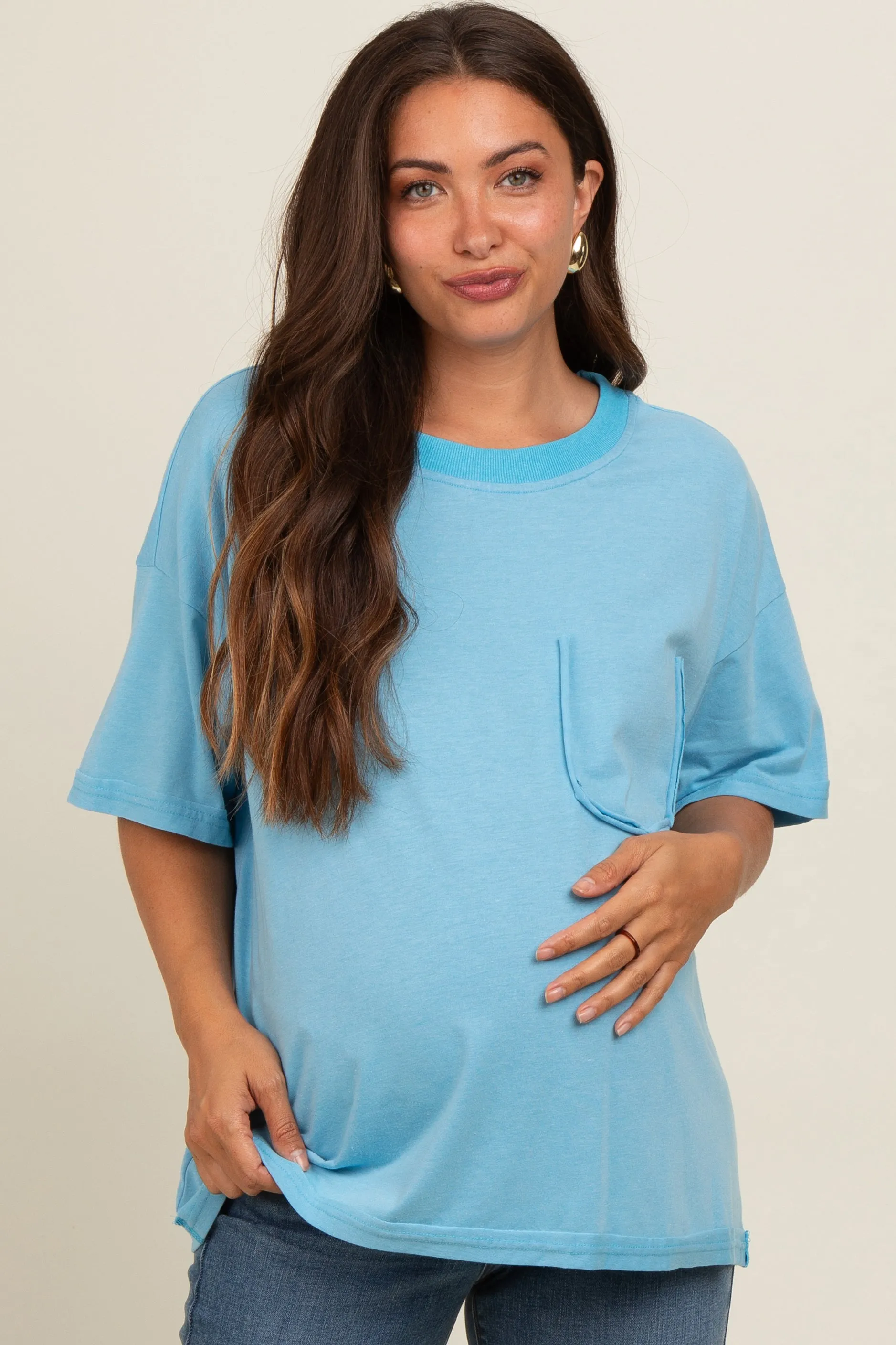 Blue Vintage Wash Oversized Maternity Tee sold by Pinkblush product image thumbnail 2