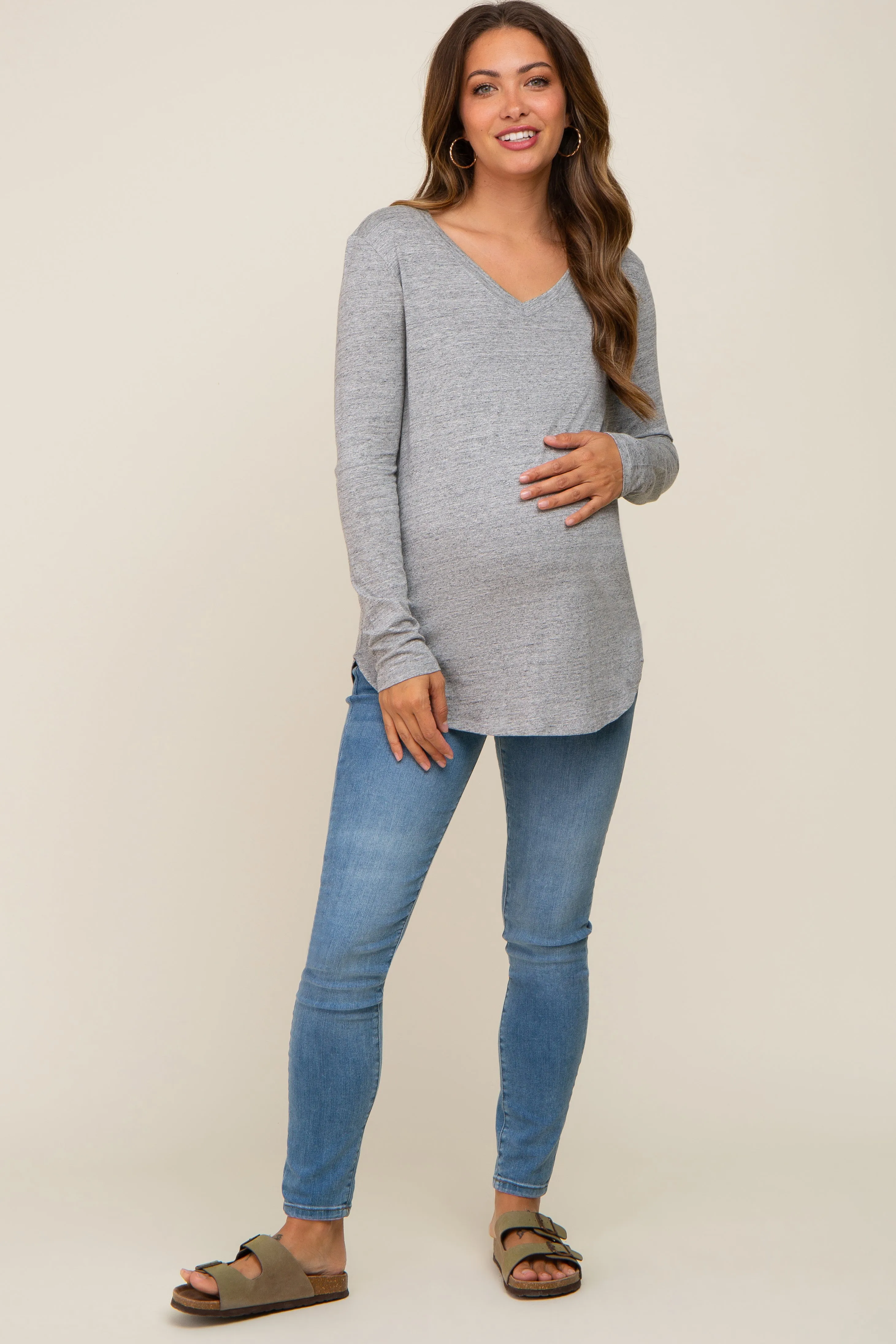 Heather Grey Long Sleeve Maternity Top sold by Pinkblush product image thumbnail 4