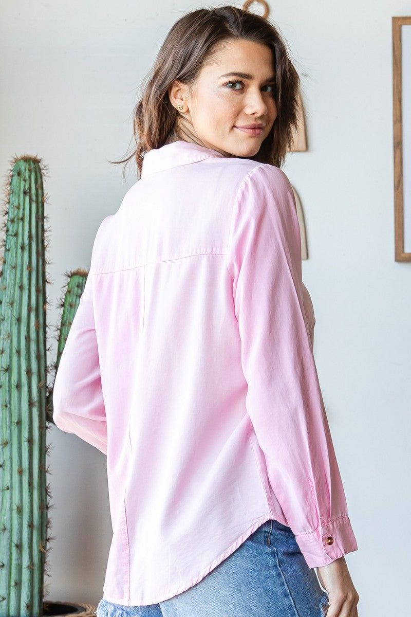 Ombre Pink Lightweight Denim Shirt sold by Pinkblush product image thumbnail 4