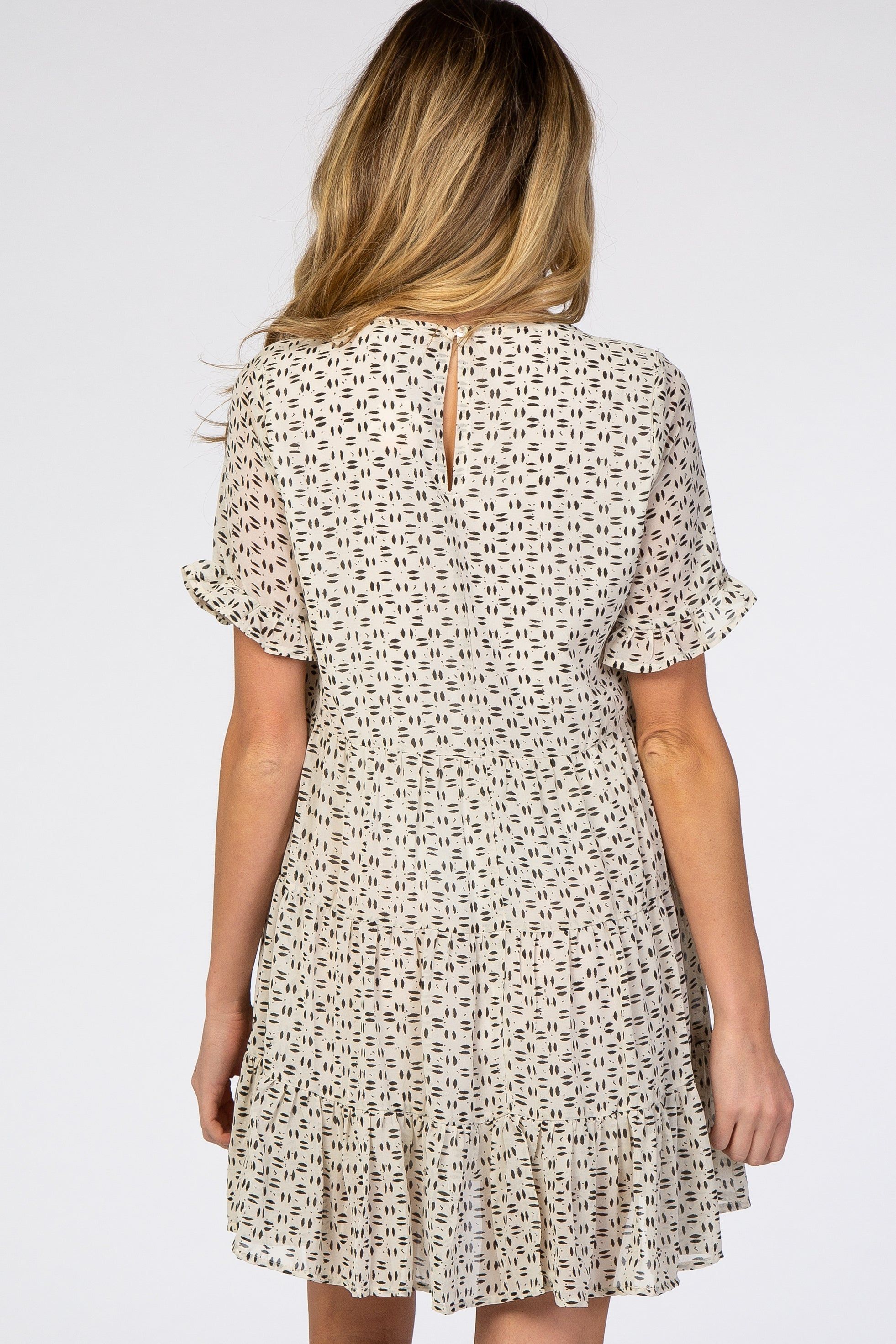 Ivory Printed Tiered Maternity Babydoll Dress sold by Pinkblush product image thumbnail 4