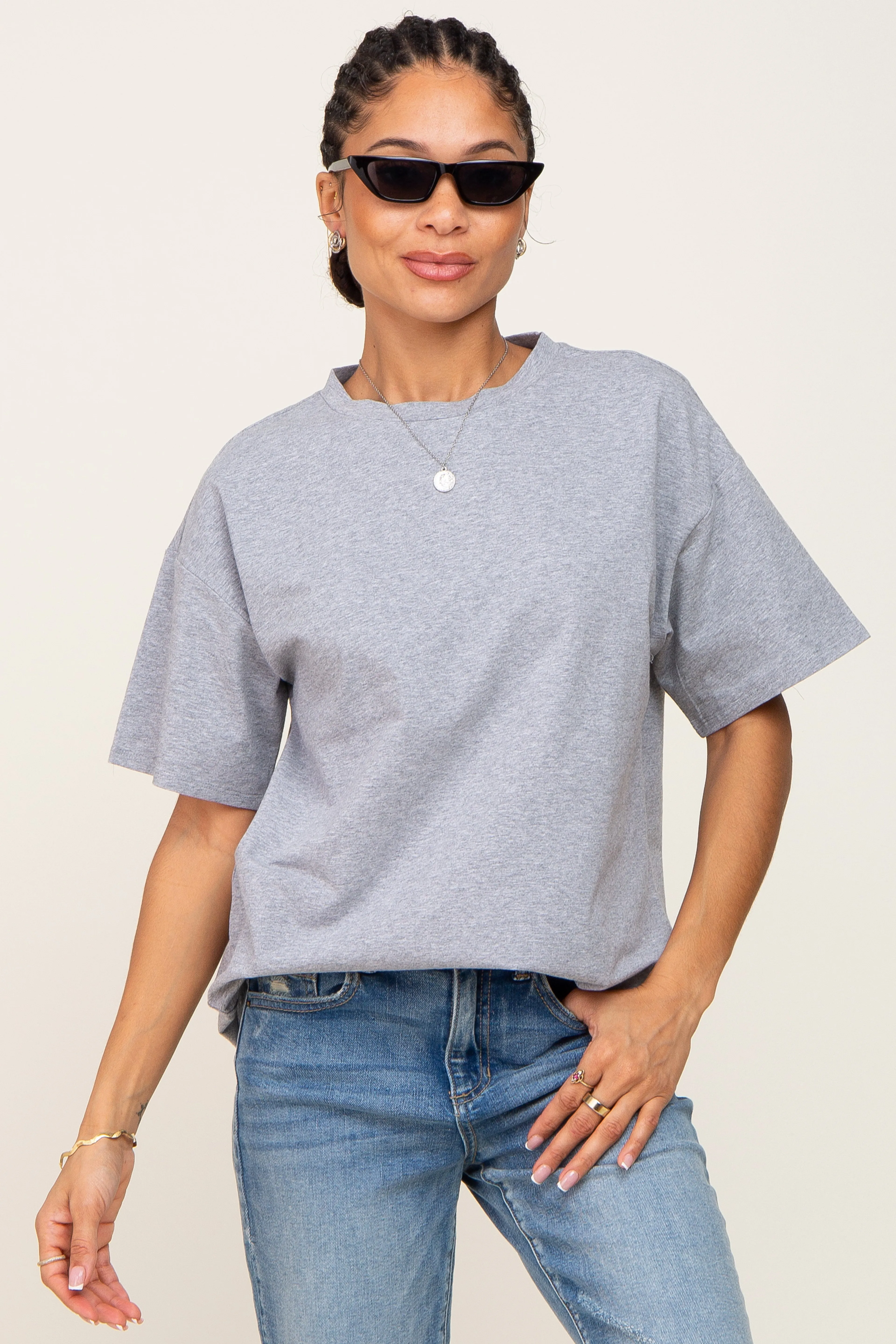 Heather Grey Oversized Basic Maternity Tee sold by Pinkblush product image thumbnail 5