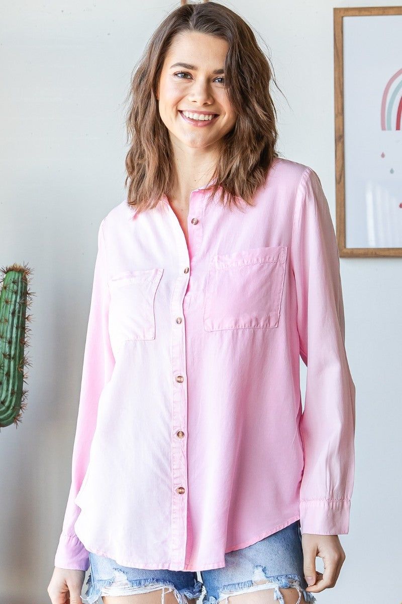 Ombre Pink Lightweight Denim Shirt sold by Pinkblush product image thumbnail 2