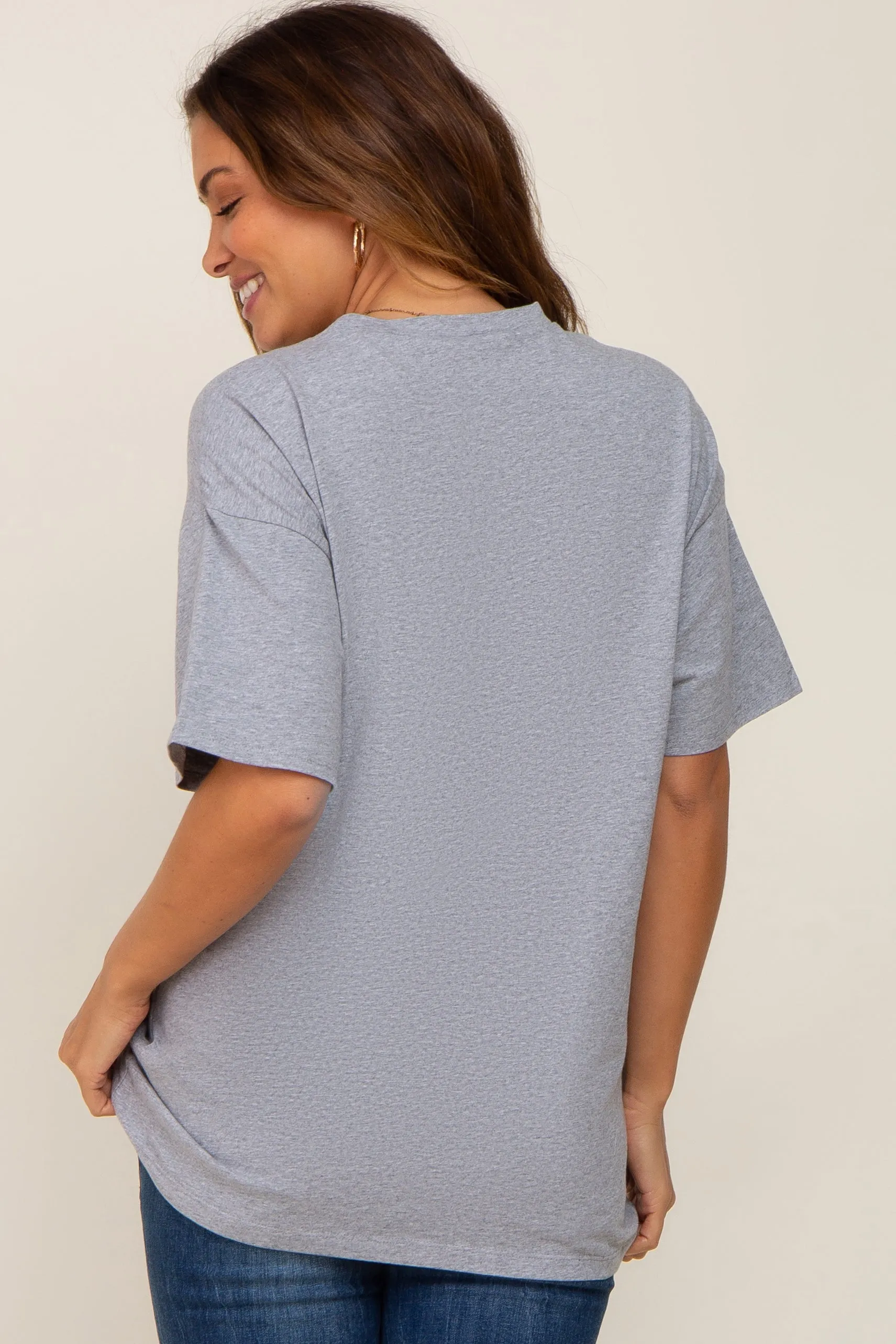 Heather Grey Oversized Basic Maternity Tee sold by Pinkblush product image thumbnail 3