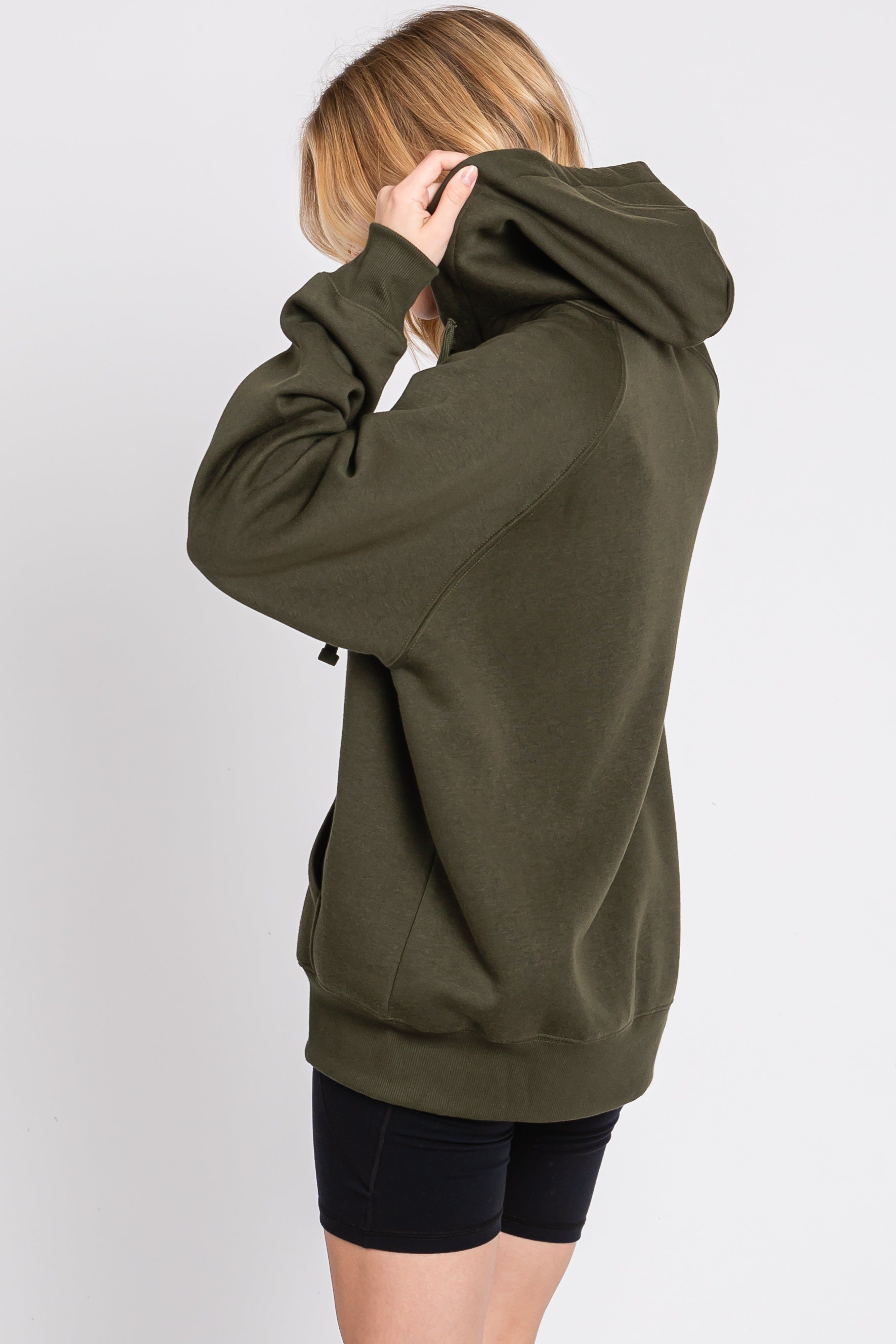 Olive Front Zipper Hooded Sweater sold by Pinkblush product image thumbnail 3