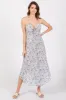 Light Blue Floral Cinched Tie Bust Midi Dress sold by Pinkblush