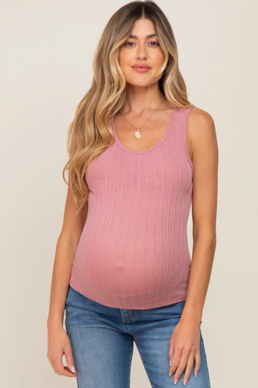 Mauve Knit Sleeveless Maternity Top sold by Pinkblush