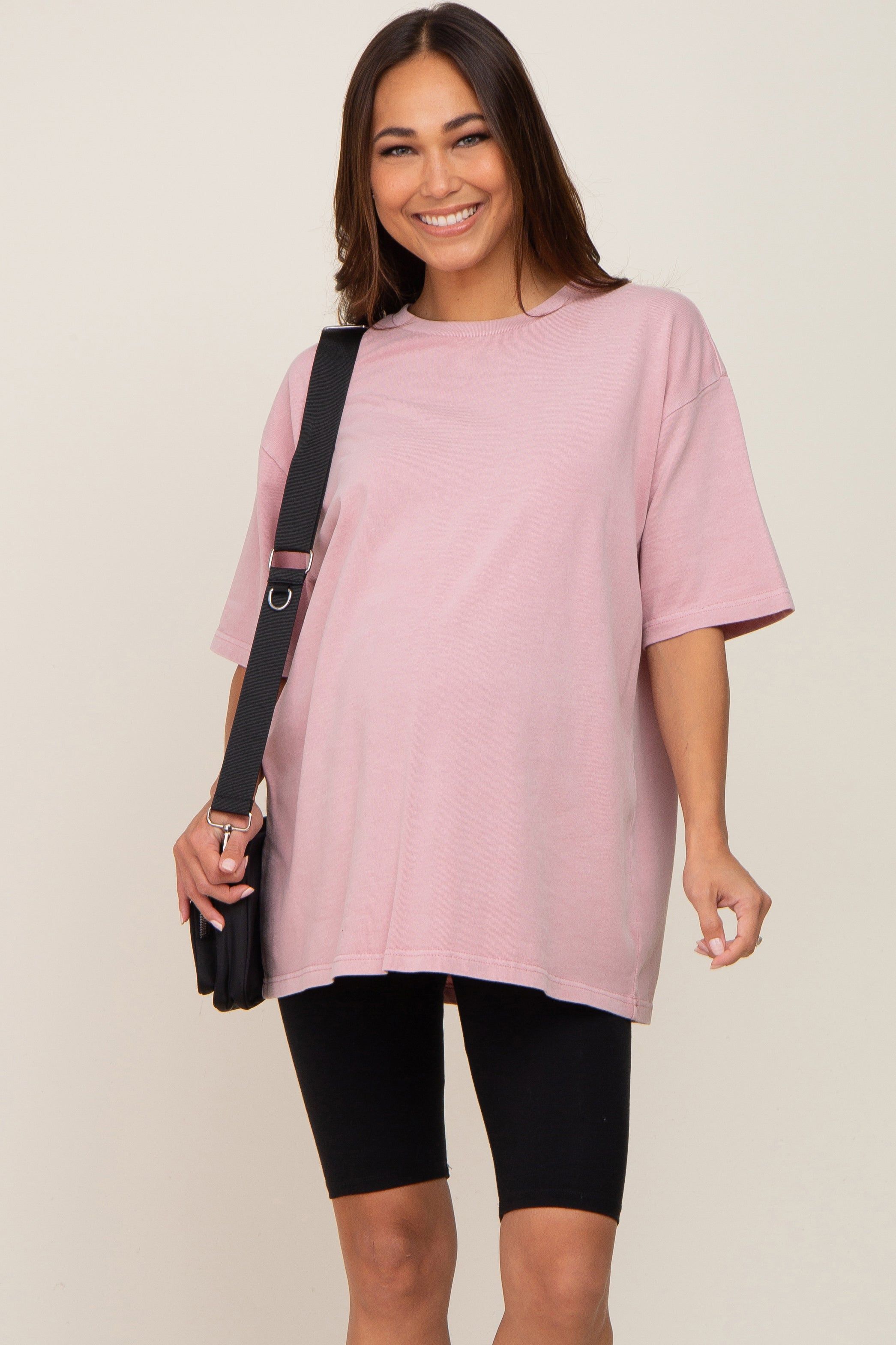Pink Basic Oversized Maternity T-Shirt sold by Pinkblush