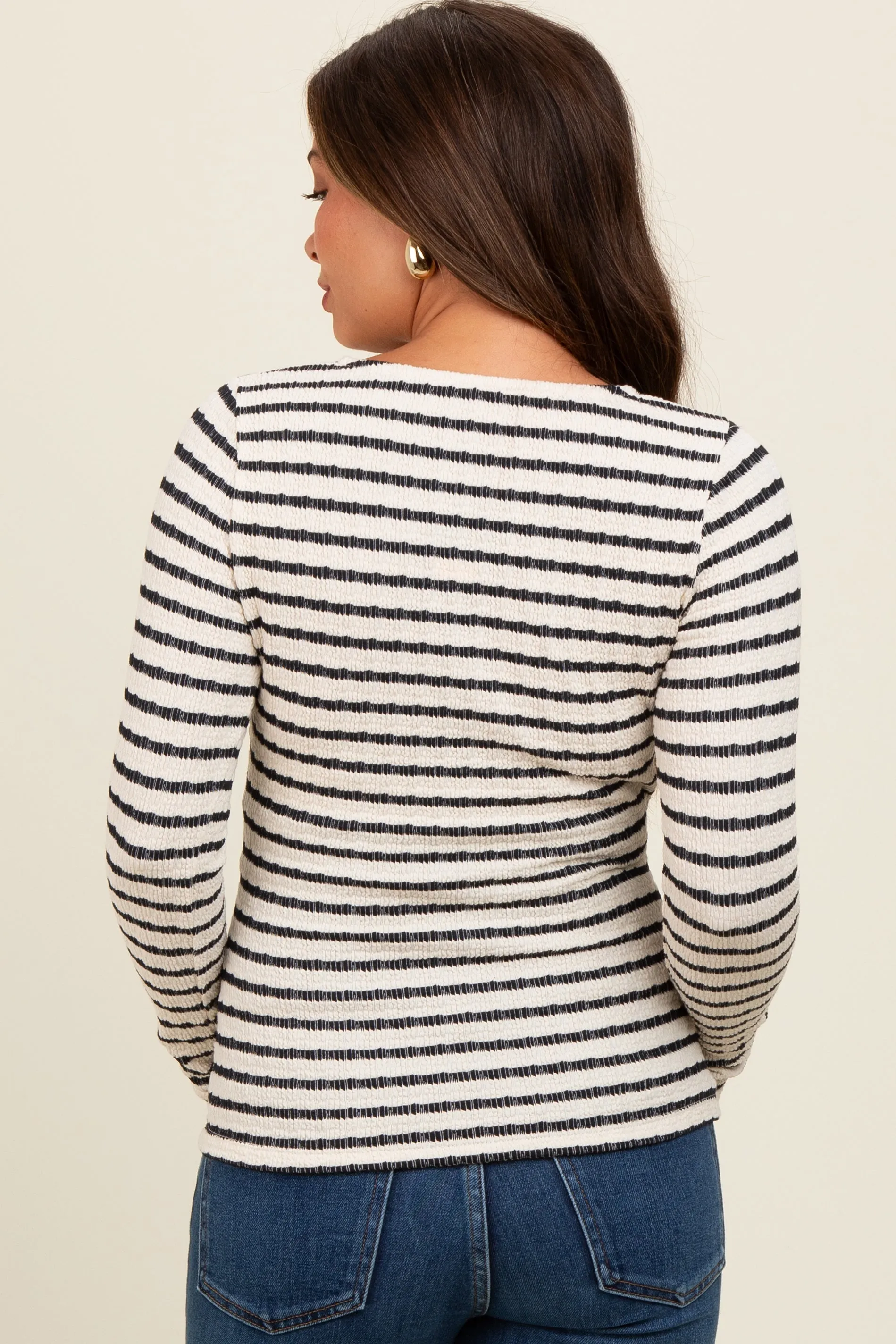 Black Striped Maternity Long Sleeve Top sold by Pinkblush product image thumbnail 4