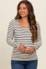 Black Striped Maternity Long Sleeve Top sold by Pinkblush