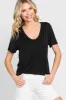 Black V-Neck Tee sold by Pinkblush