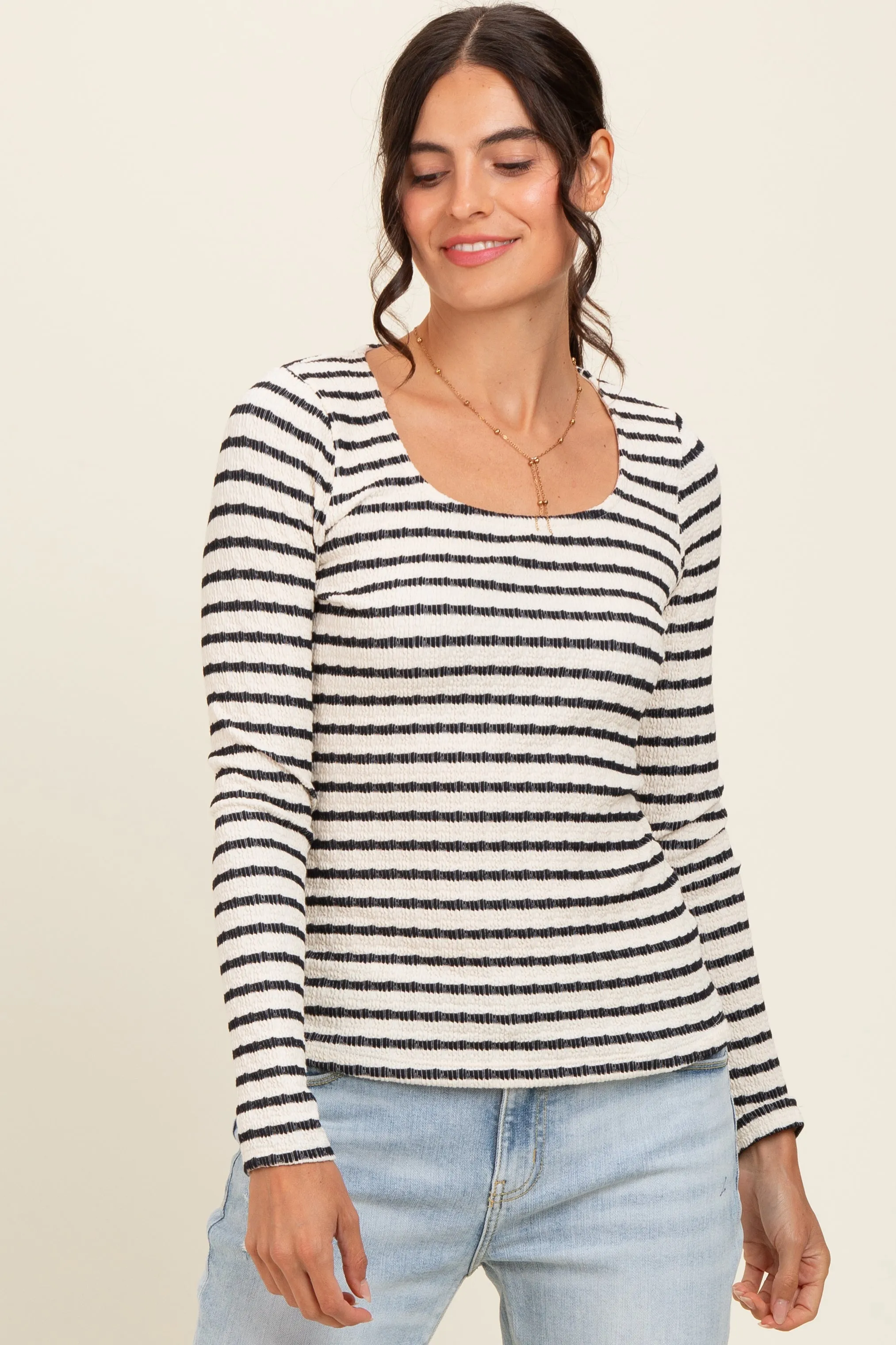 Black Striped Maternity Long Sleeve Top sold by Pinkblush product image thumbnail 5