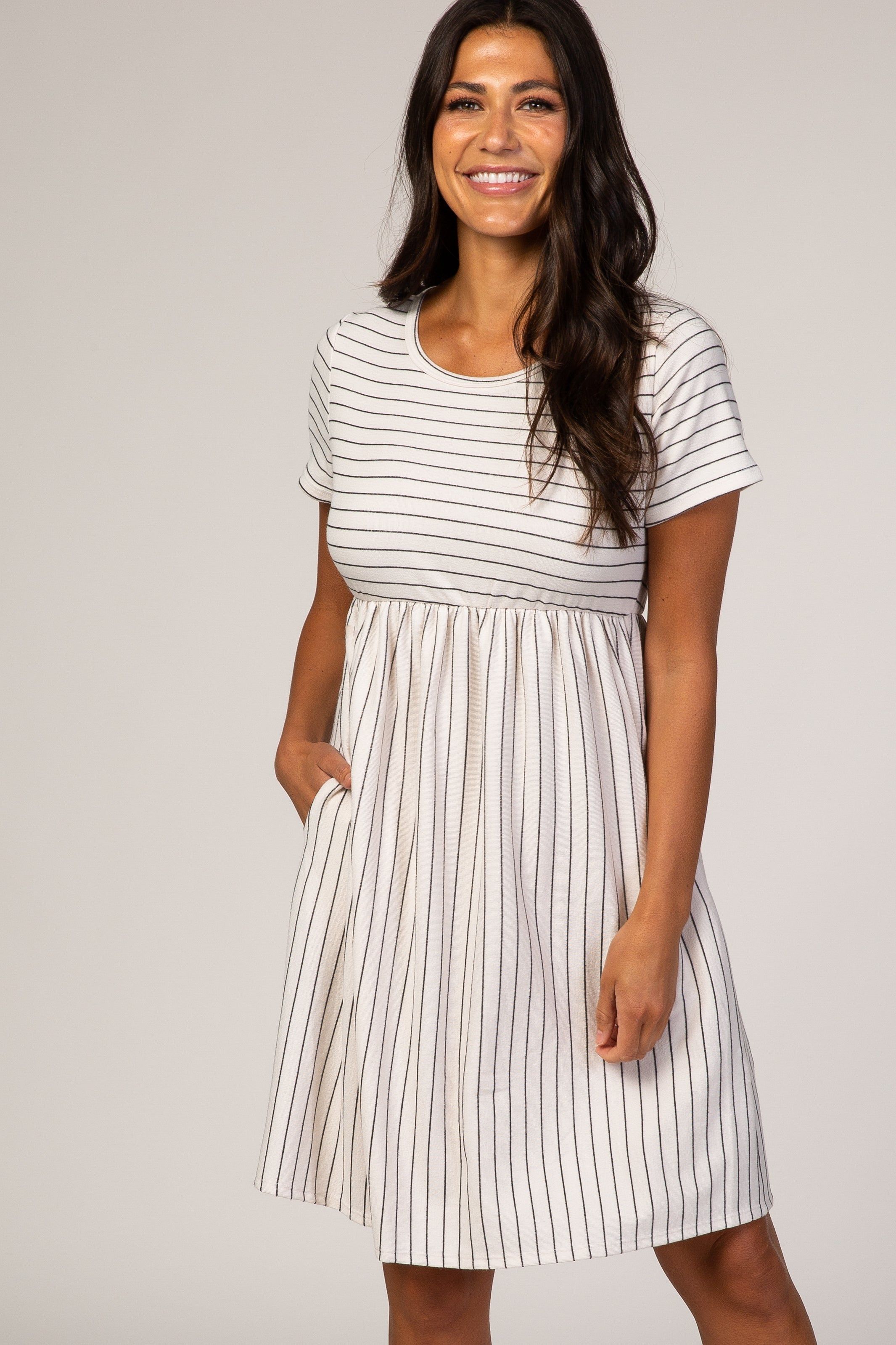 White Striped Babydoll Dress sold by Pinkblush product image thumbnail 2