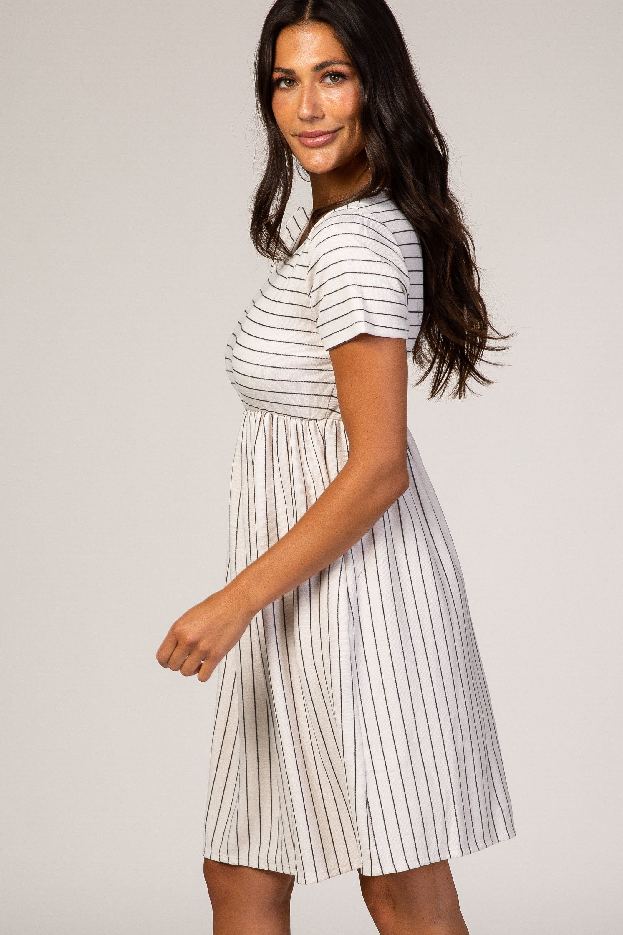 White Striped Babydoll Dress sold by Pinkblush product image thumbnail 3