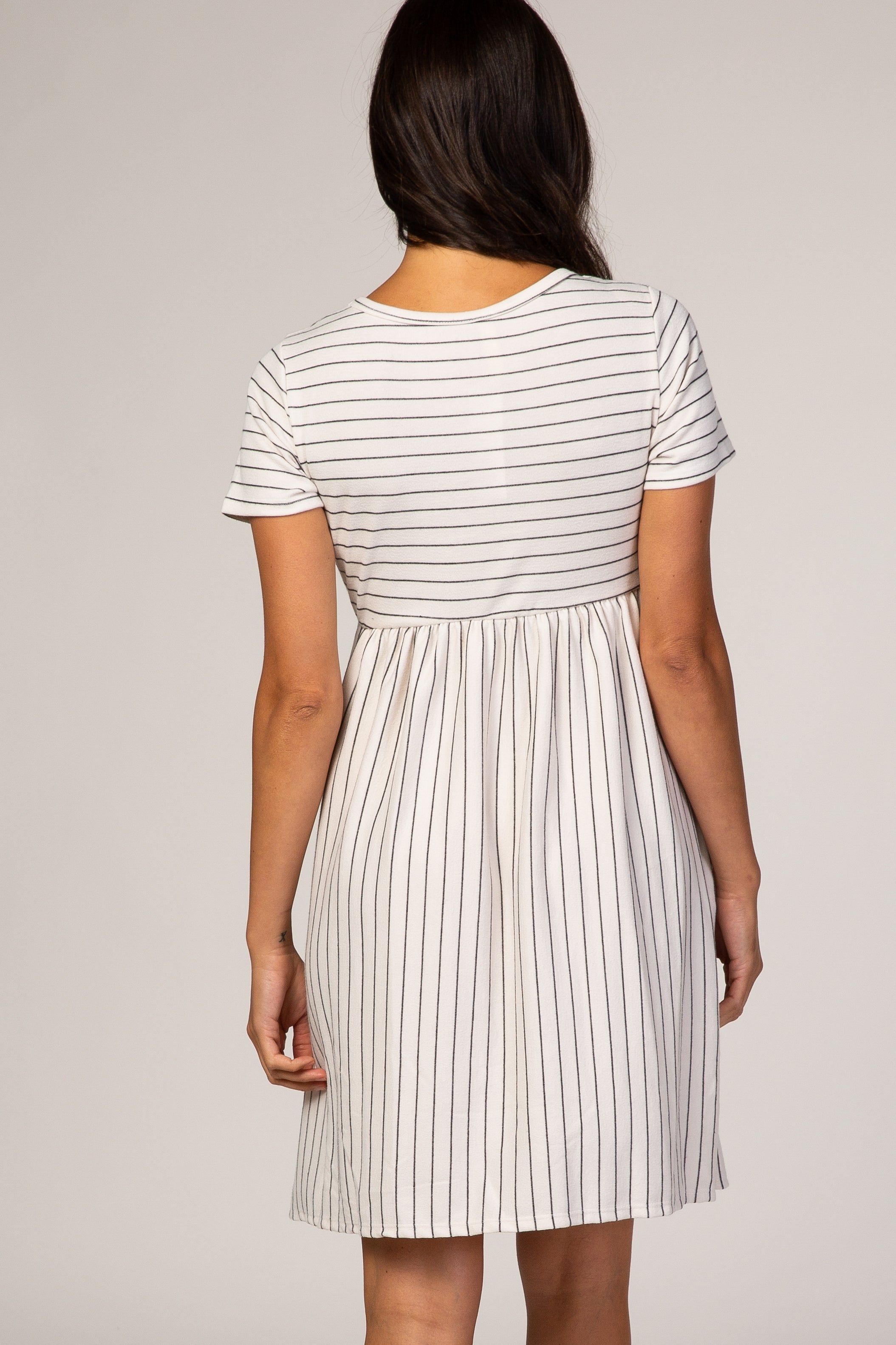 White Striped Babydoll Dress sold by Pinkblush product image thumbnail 4