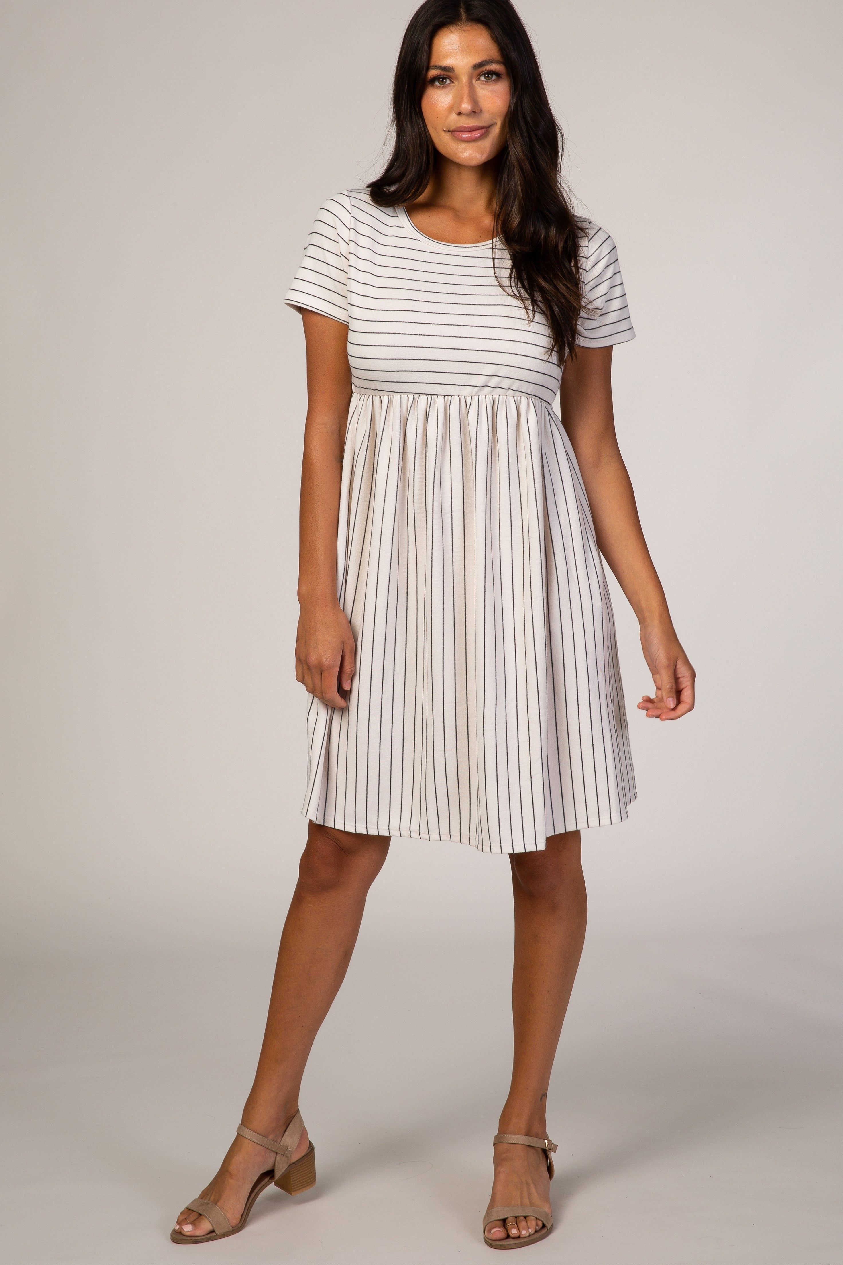 White Striped Babydoll Dress sold by Pinkblush