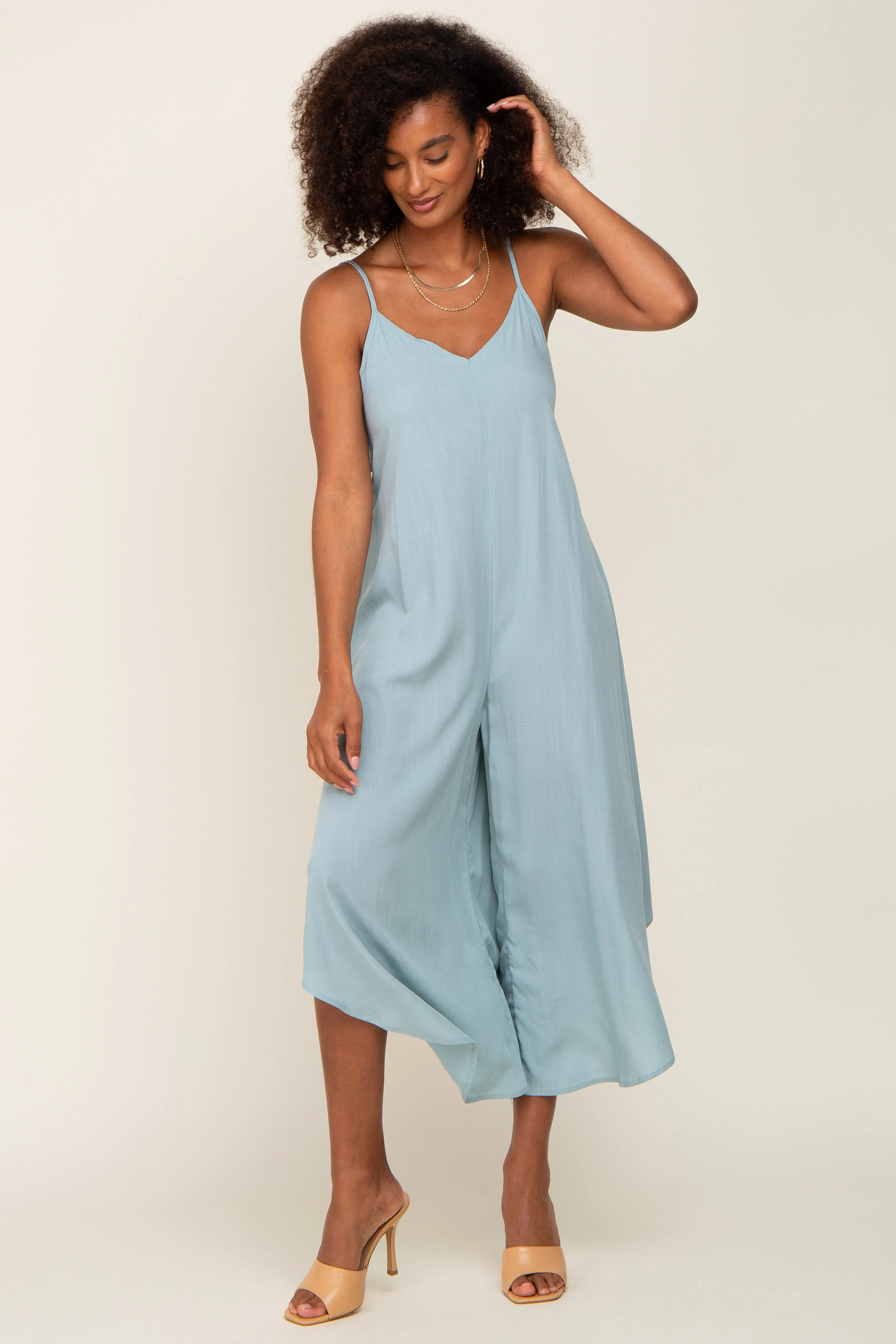 Sage Sleeveless Asymmetrical Hem Jumpsuit sold by Pinkblush product image thumbnail 4