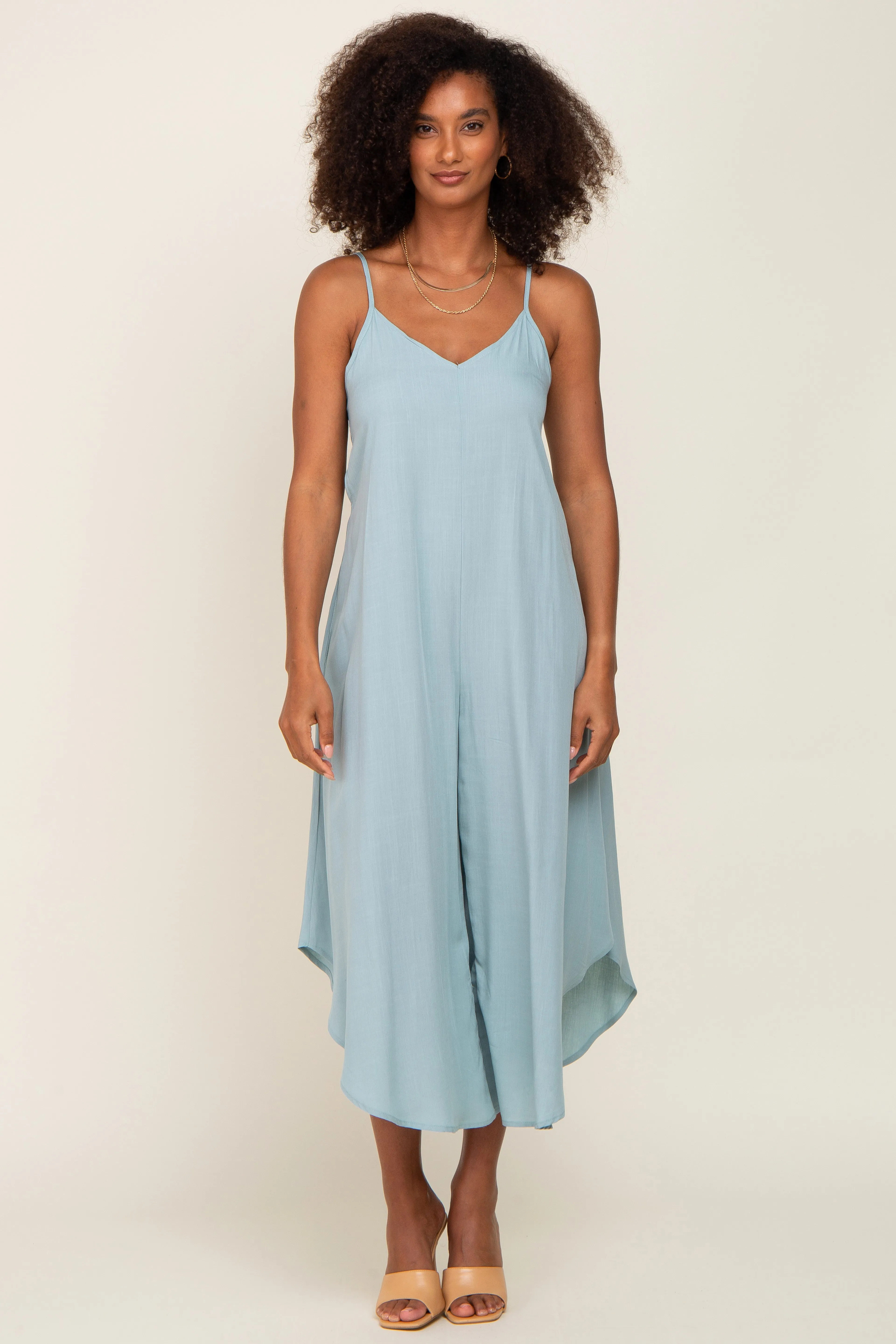 Sage Sleeveless Asymmetrical Hem Jumpsuit sold by Pinkblush product image thumbnail 5