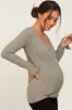 Olive Ribbed Long Sleeve Wrap Maternity Nursing Top sold by Pinkblush