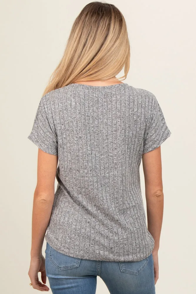 Heather Grey Knit Maternity Short Sleeve Top sold by Pinkblush product image thumbnail 4