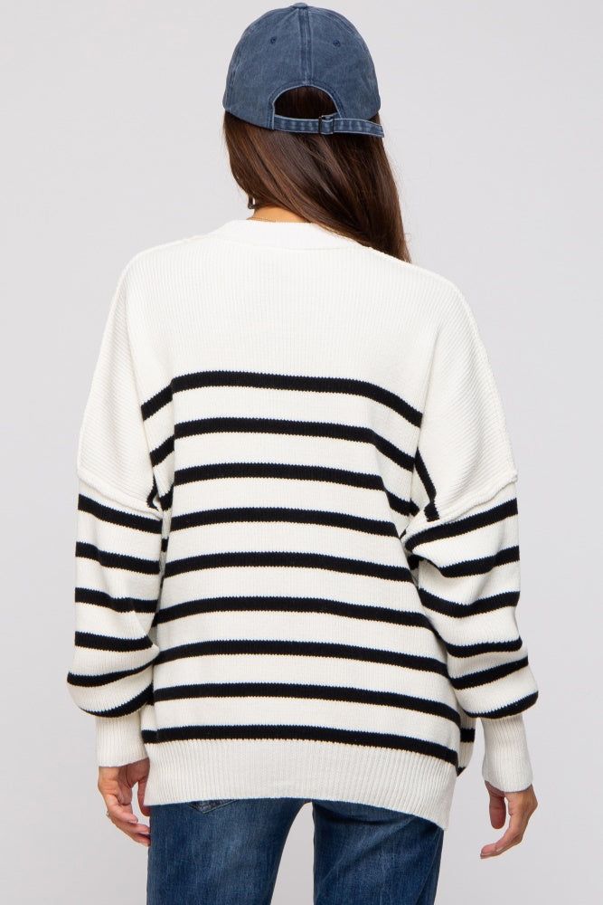 Black Striped Drop Shoulder Maternity Sweater sold by Pinkblush product image thumbnail 4