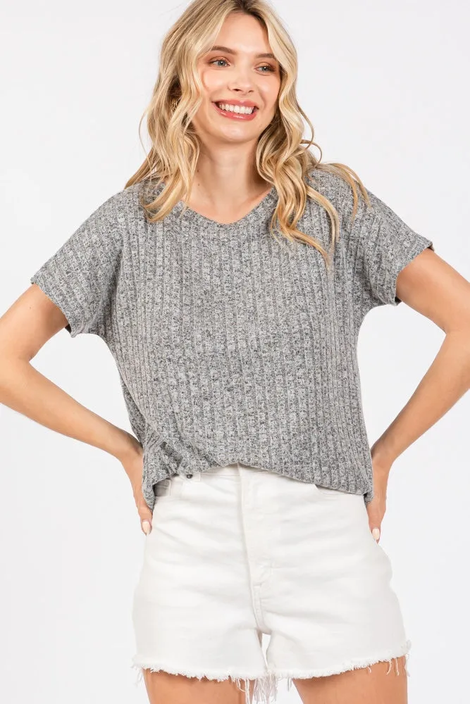 Heather Grey Knit Maternity Short Sleeve Top sold by Pinkblush product image thumbnail 5