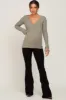 Olive Ribbed Long Sleeve Wrap Maternity Nursing Top sold by Pinkblush