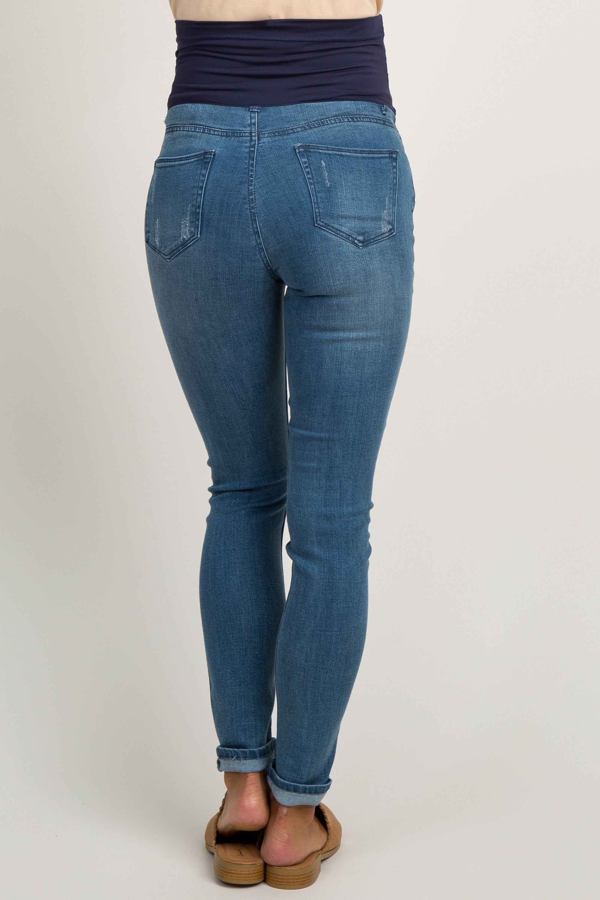PinkBlush Blue Ripped Knee Maternity Jeans sold by Pinkblush product image thumbnail 4