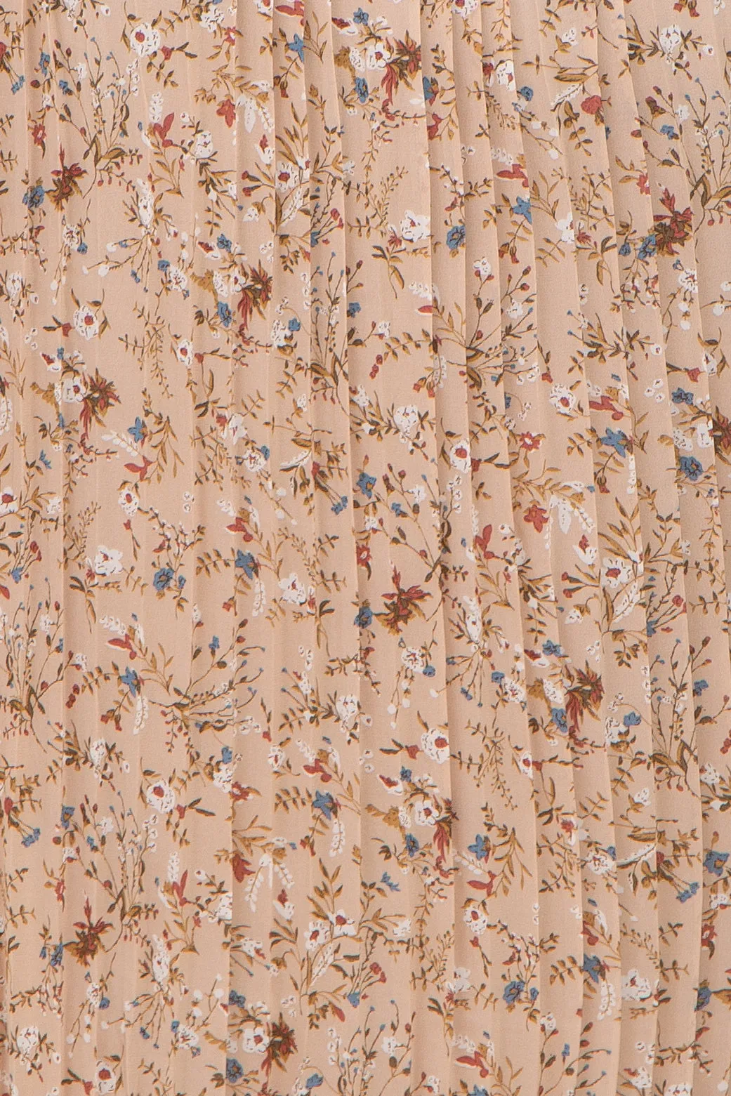 Beige Floral Pleated Chiffon Plus Midi Dress sold by Pinkblush product image thumbnail 4