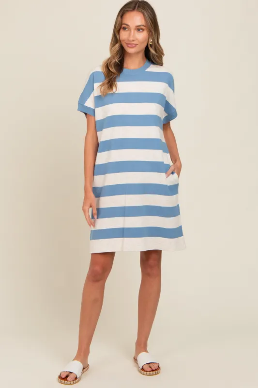 Blue Wide Stripe Knit Dress sold by Pinkblush