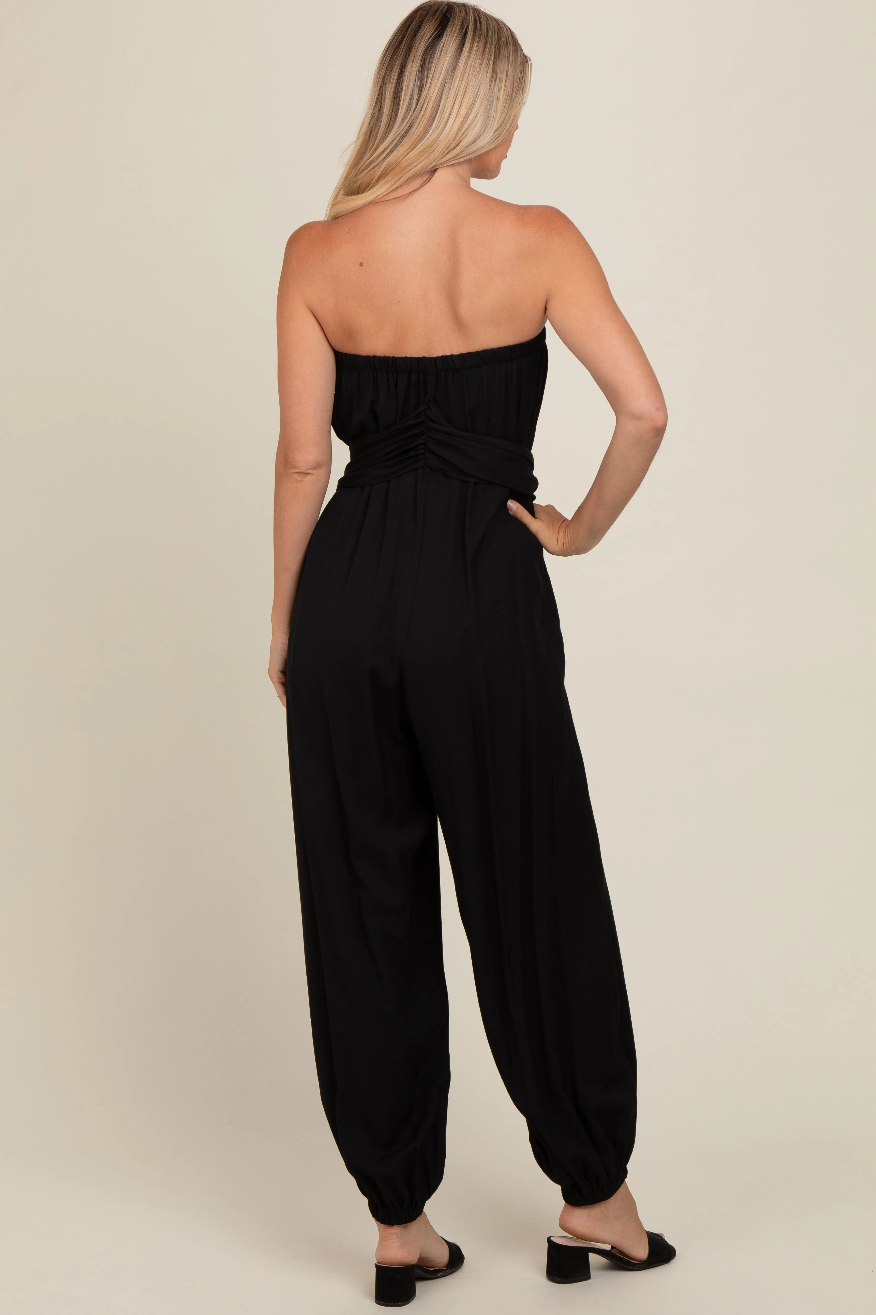 Black Strapless Sash Tie Jumpsuit sold by Pinkblush product image thumbnail 4