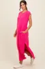 Fuchsia Short Dolman Sleeve Side Slit Maternity Maxi Dress sold by Pinkblush