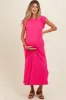 Fuchsia Short Dolman Sleeve Side Slit Maternity Maxi Dress sold by Pinkblush