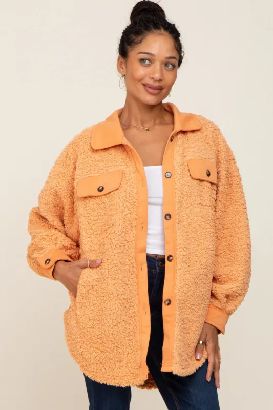 Peach Contrast Oversized Sherpa Coat sold by Pinkblush