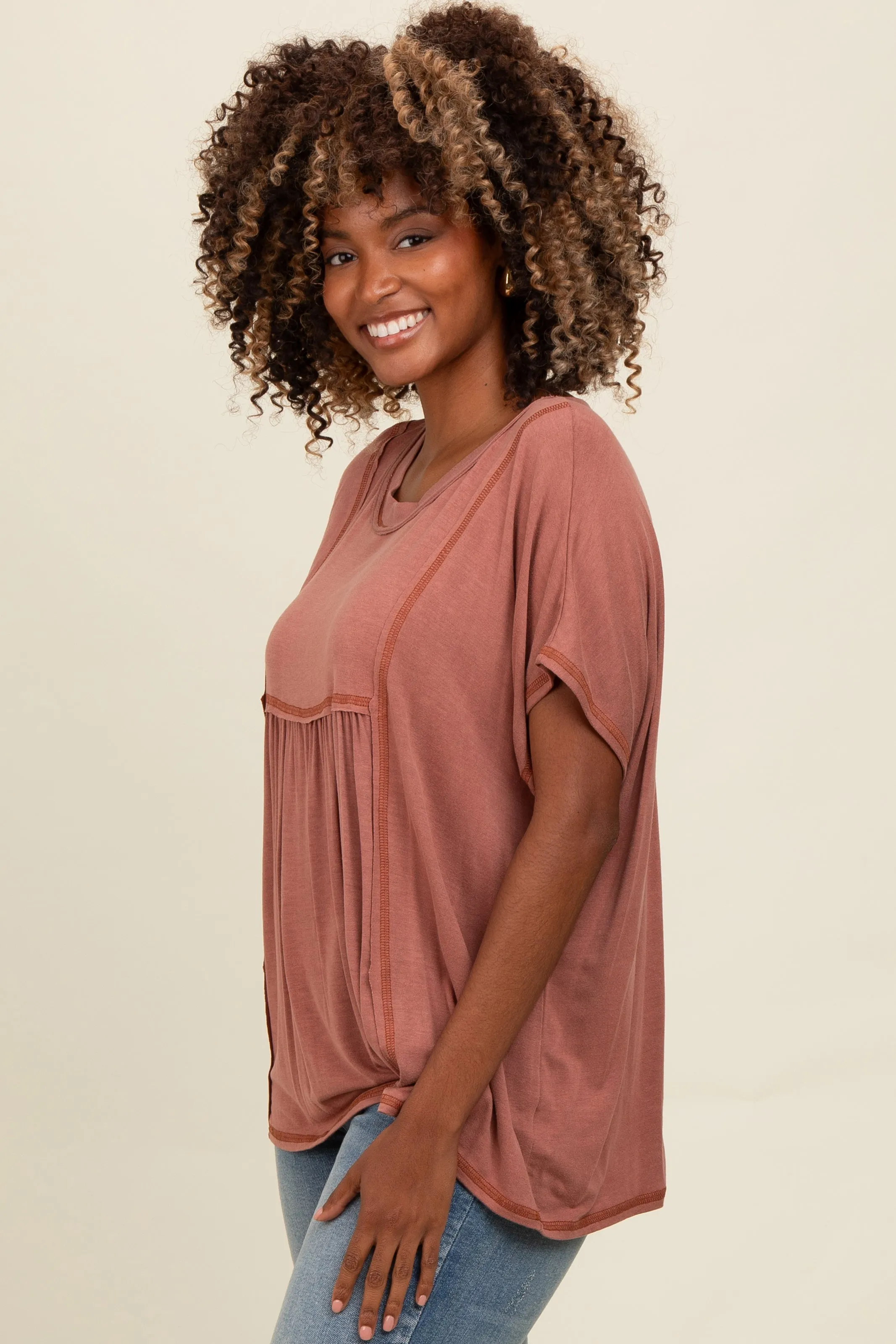 Rust Flutter Sleeve Top sold by Pinkblush product image thumbnail 2