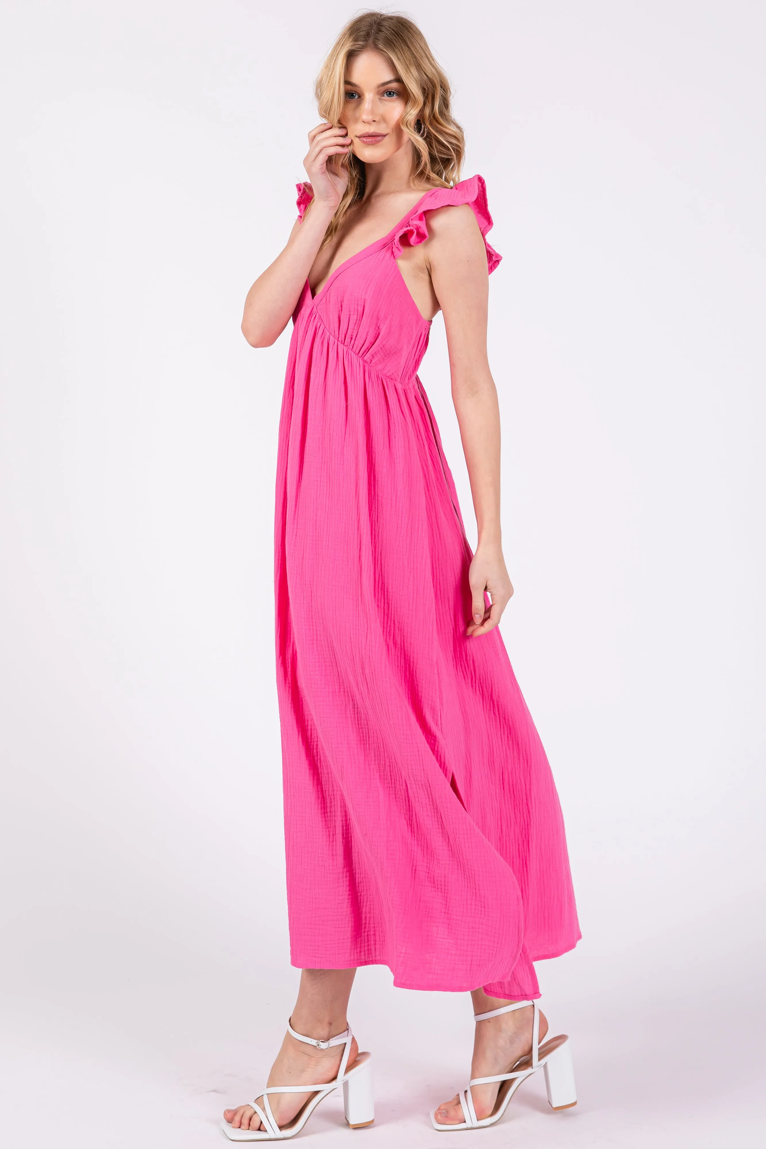 Pink Ruffle Strap Midi Dress sold by Pinkblush product image thumbnail 2