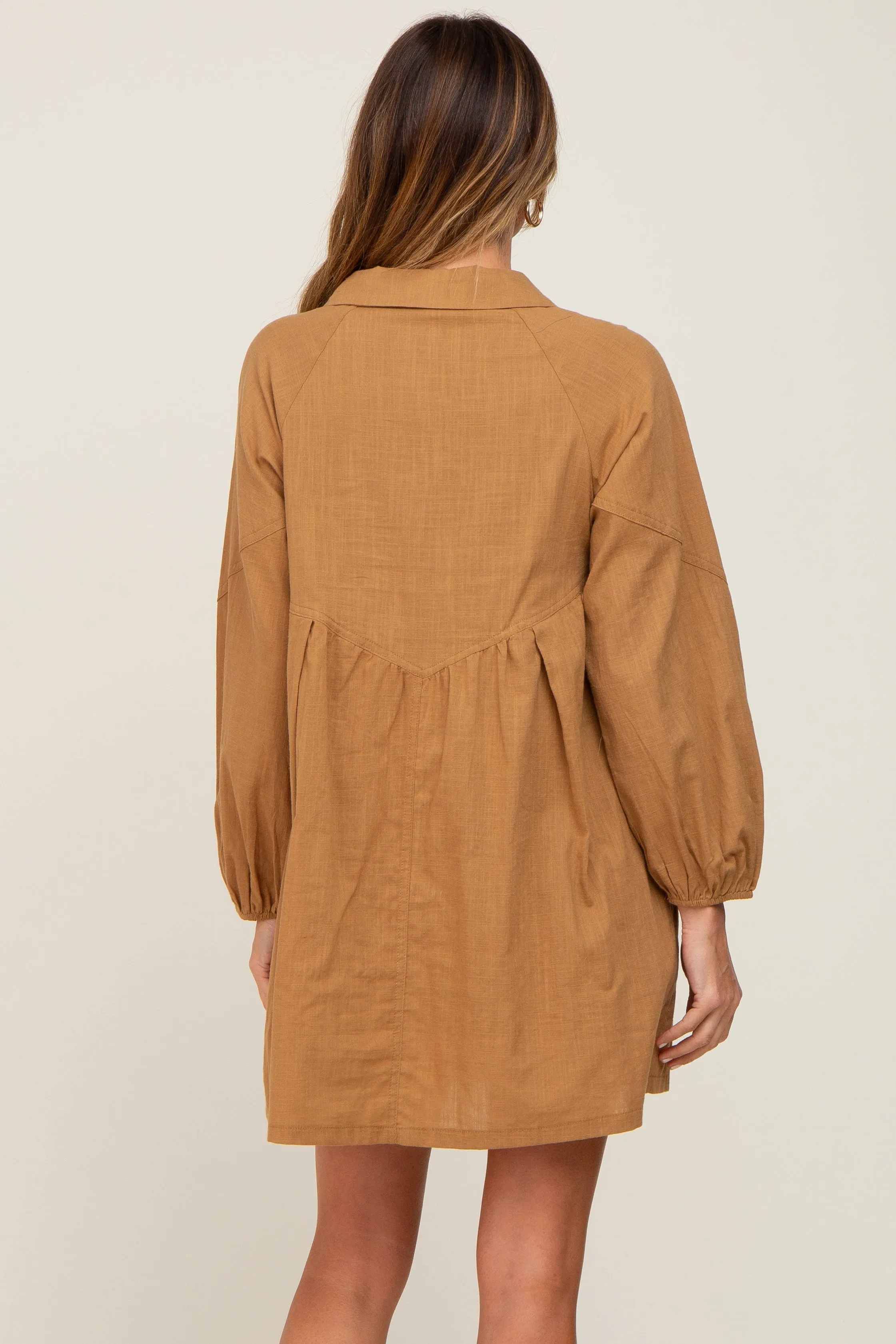 Camel Button Down Mini Dress sold by Pinkblush product image thumbnail 3