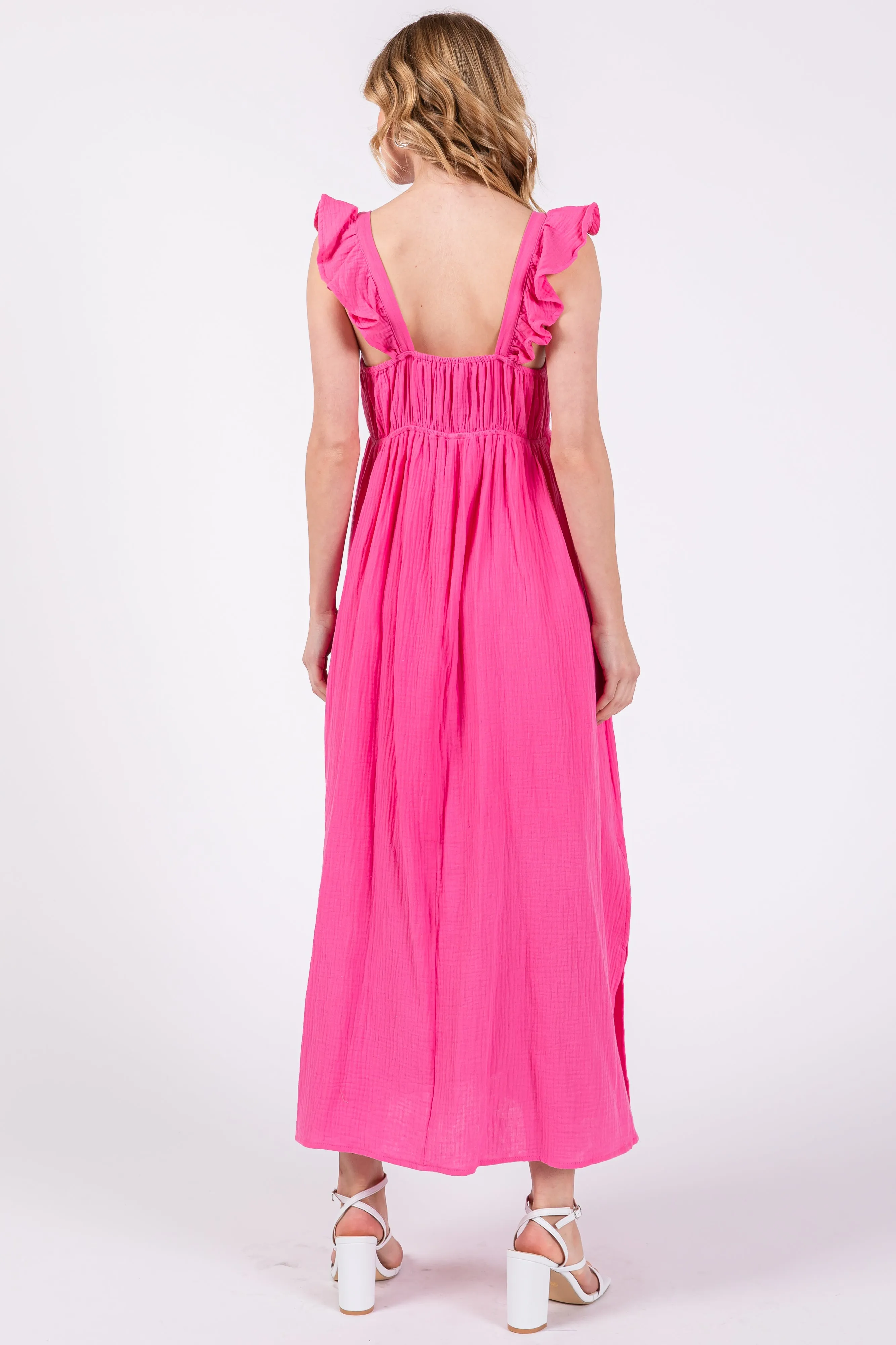 Pink Ruffle Strap Midi Dress sold by Pinkblush product image thumbnail 3