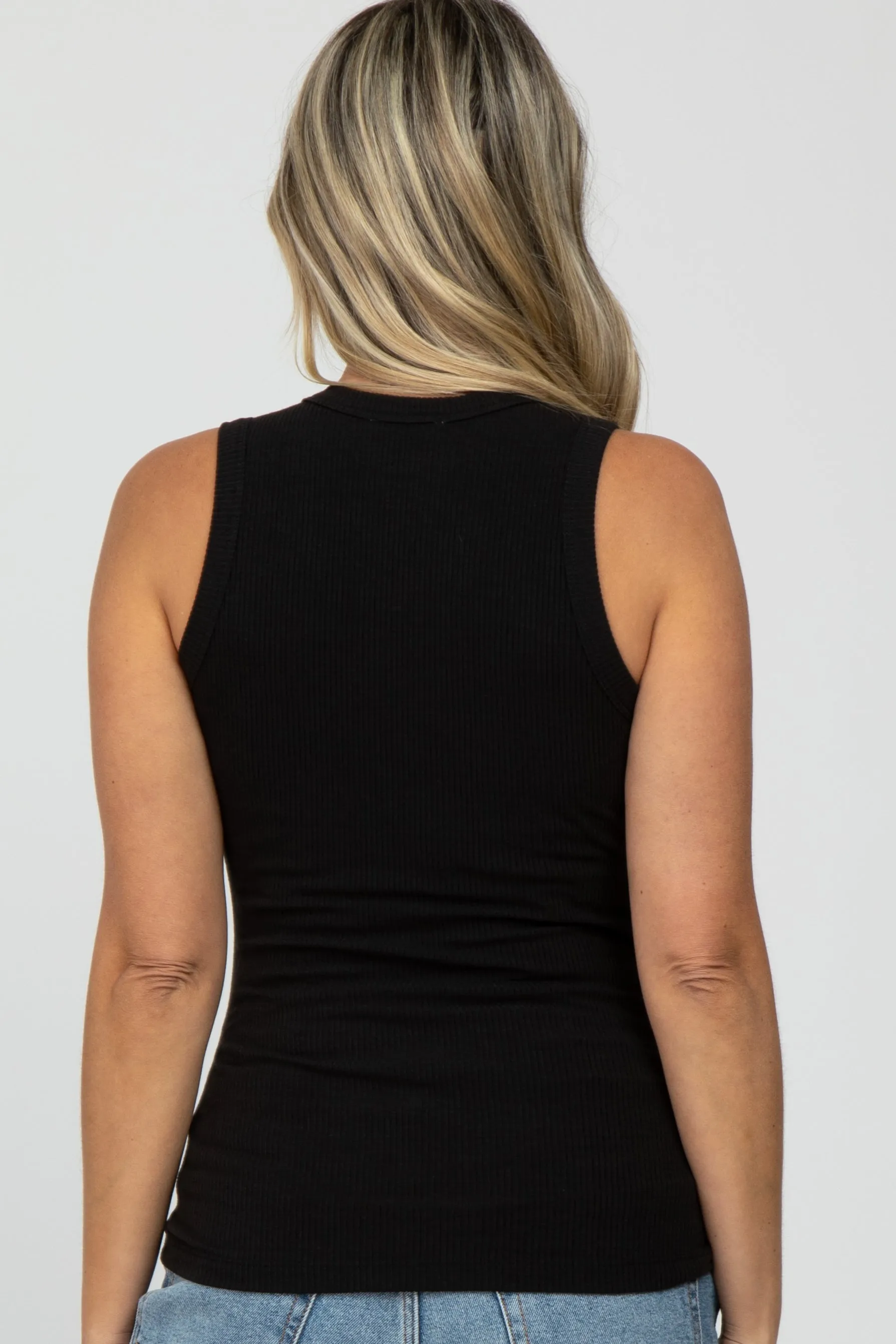 Black Ribbed Maternity Tank Top sold by Pinkblush product image thumbnail 4