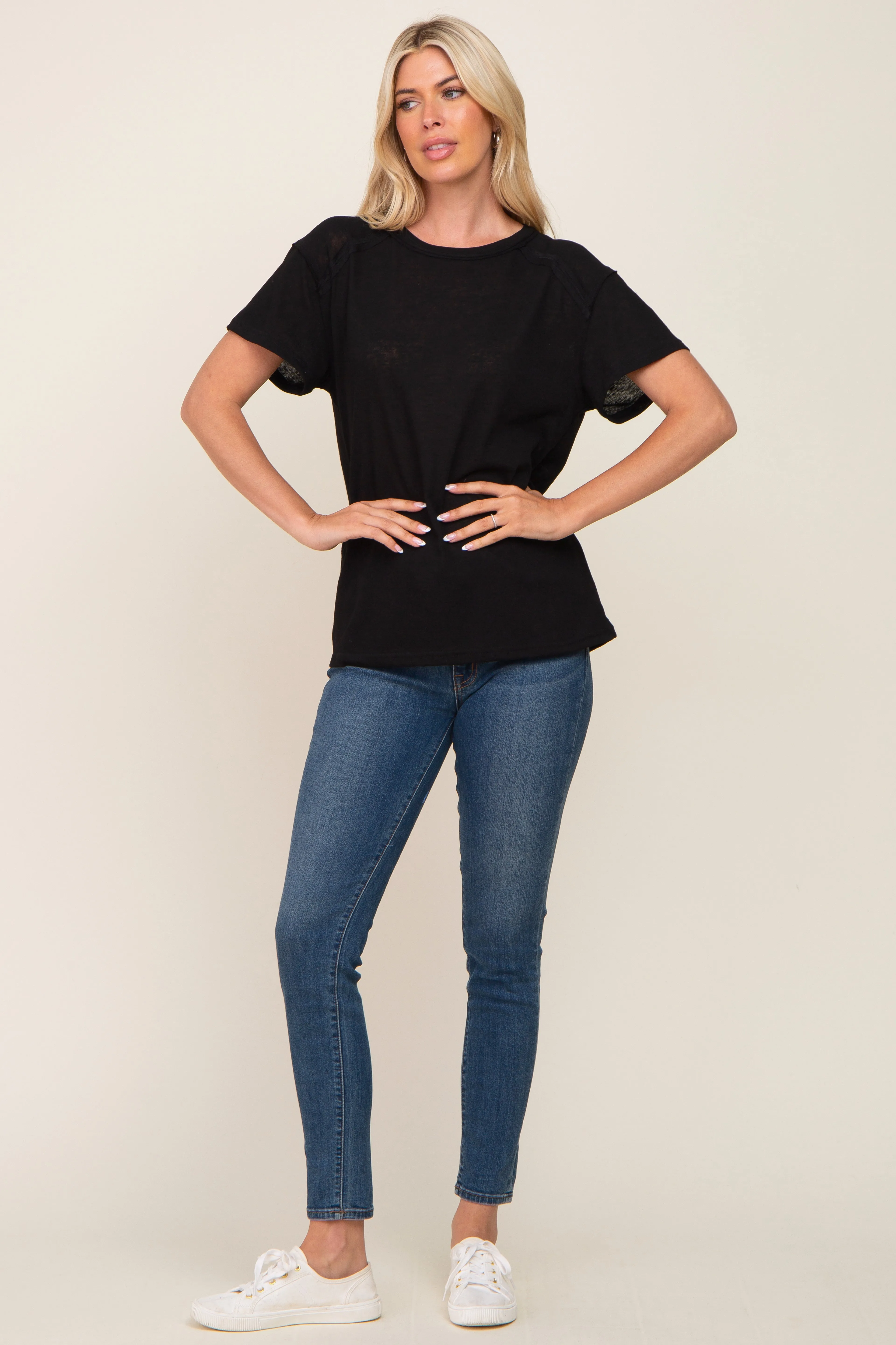 Black Raw Hem Tee sold by Pinkblush product image thumbnail 4