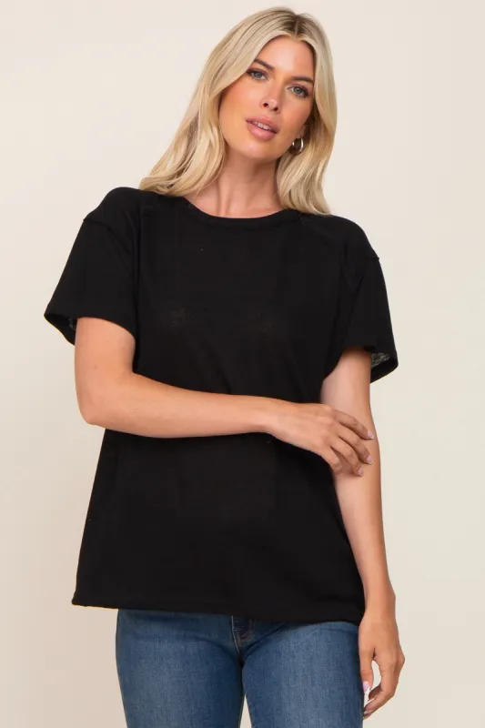 Black Raw Hem Tee sold by Pinkblush