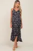 Black Floral Flounce Hi-Lo Maternity Wrap Maxi Dress sold by Pinkblush