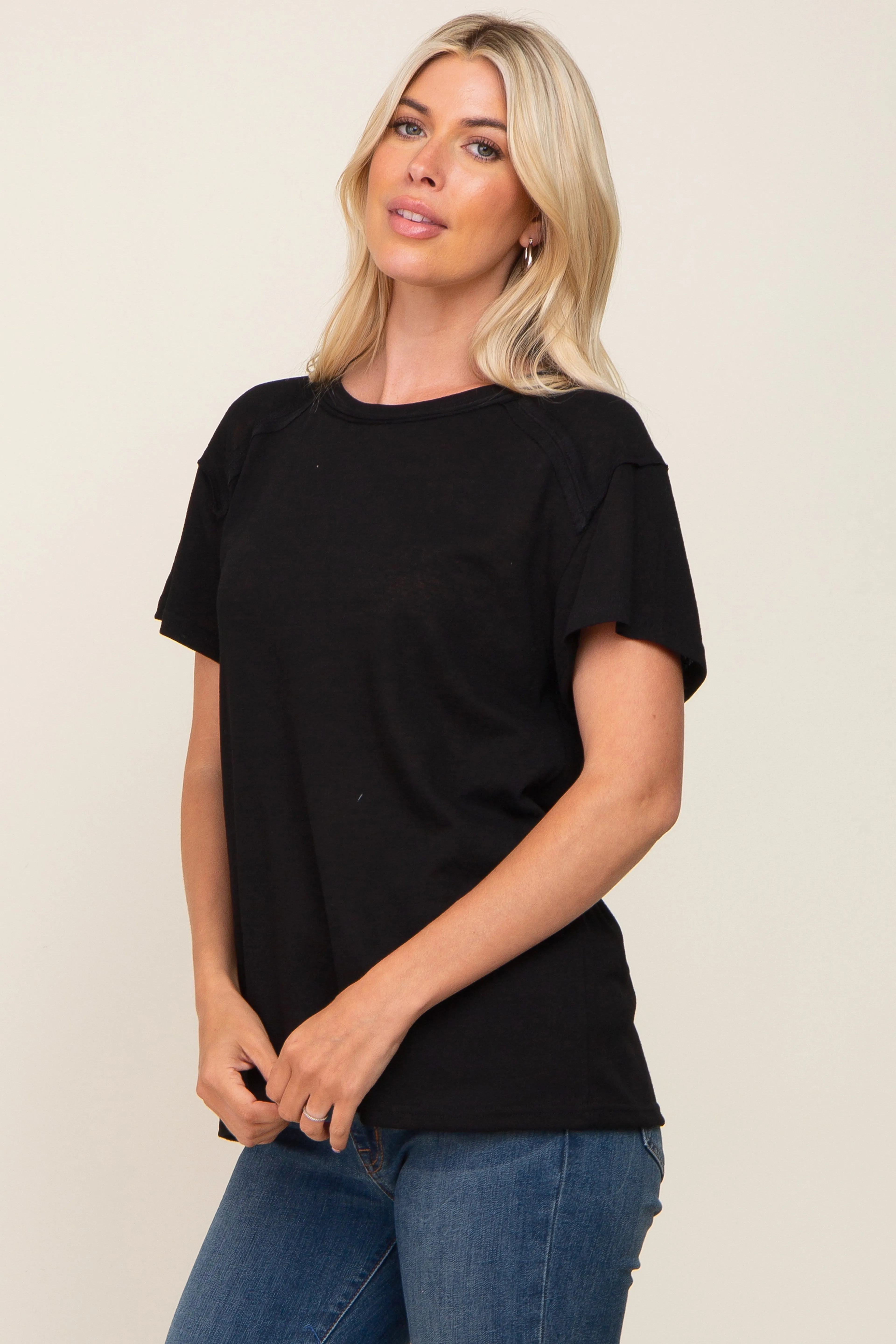 Black Raw Hem Tee sold by Pinkblush product image thumbnail 2
