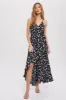 Black Floral Flounce Hi-Lo Maternity Wrap Maxi Dress sold by Pinkblush