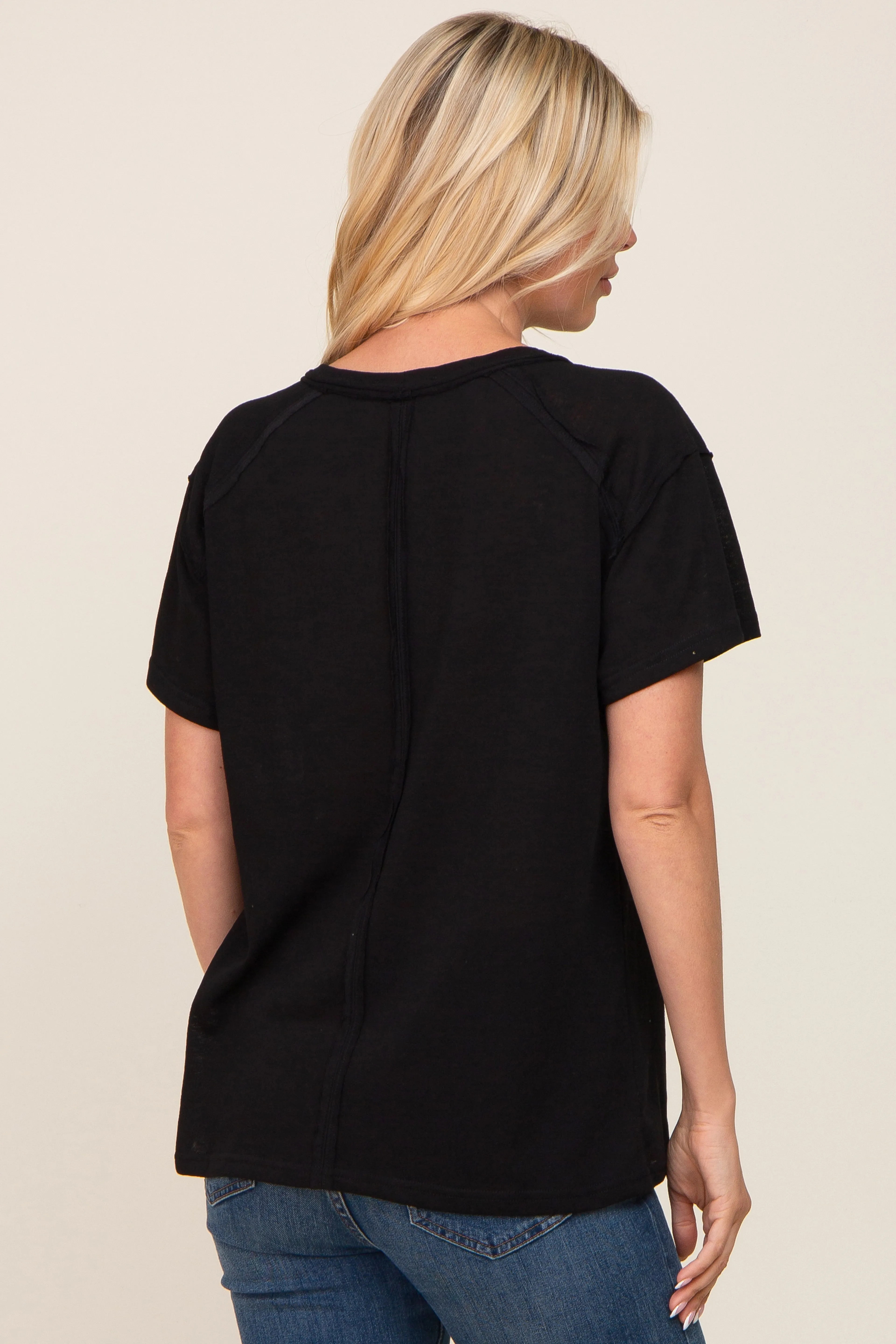 Black Raw Hem Tee sold by Pinkblush product image thumbnail 3