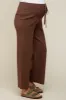 Brown Sweater Knit Drawstring Maternity Pants sold by Pinkblush