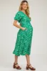 Green Floral Button Front Short Sleeve Maternity Midi Dress sold by Pinkblush