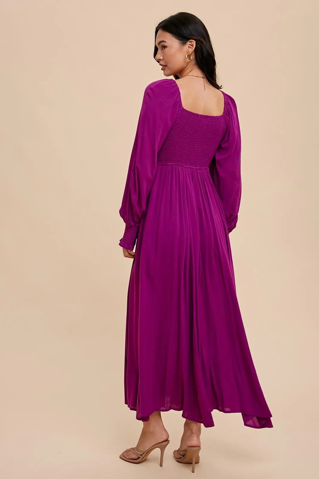 Orchid Ruched Bodice Square Neck Maxi Dress sold by Pinkblush product image thumbnail 3